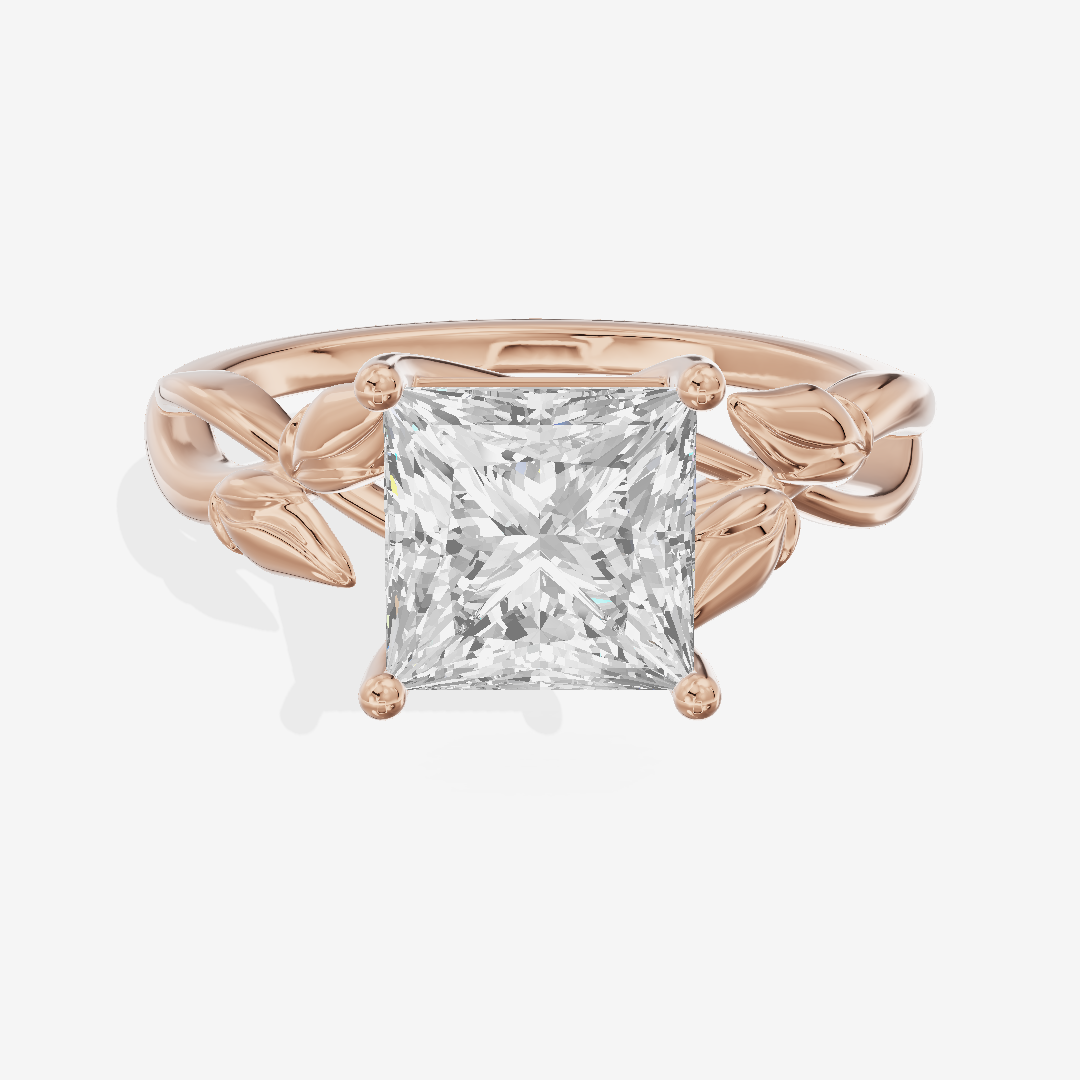 Sealed Vowsae 2.5mm Princess Solitaire Engagement Ring in 14K Rose Gold