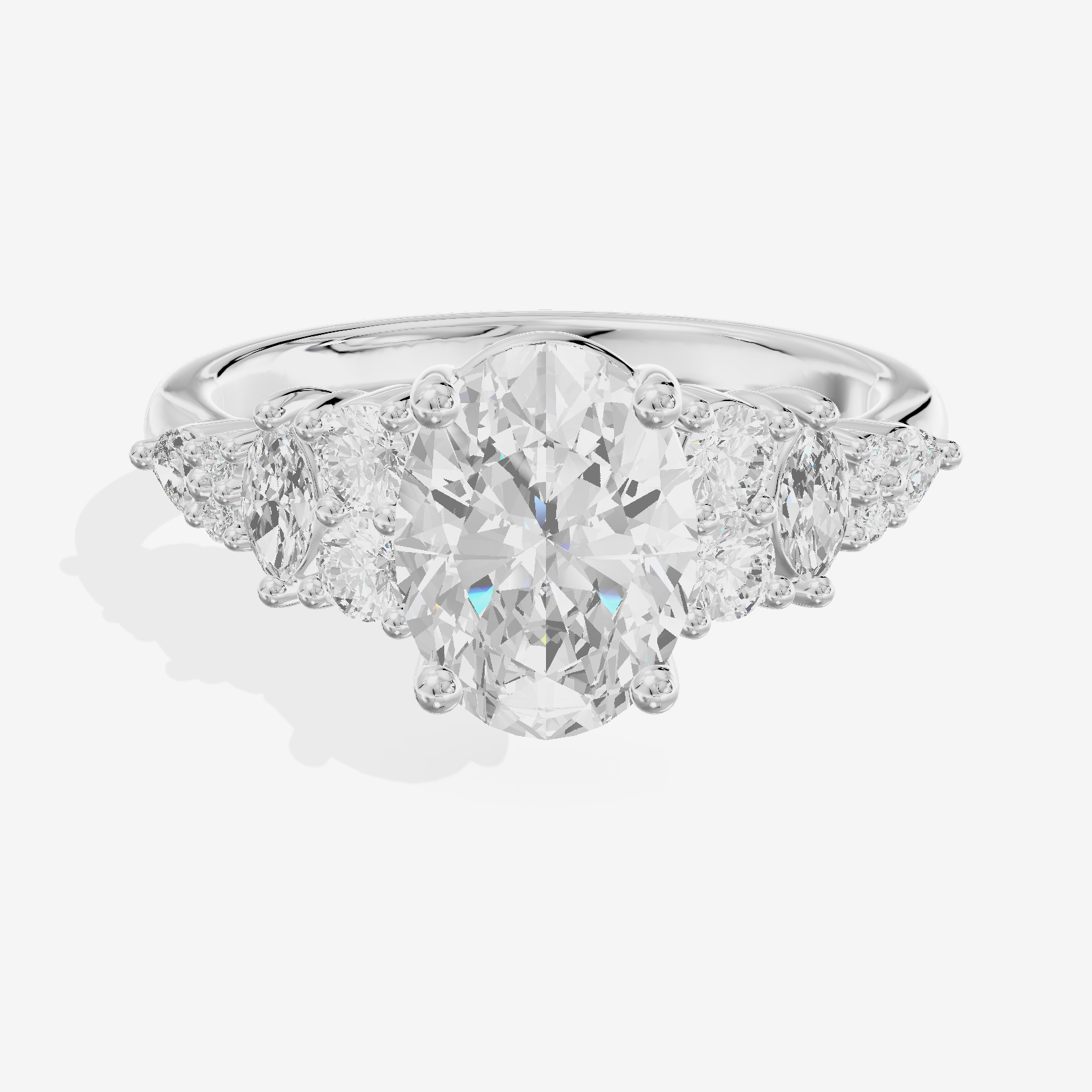 Modern Maia Oval Engagement Ring with Side Stones (1/5 ct. tw.) in 18K White Gold