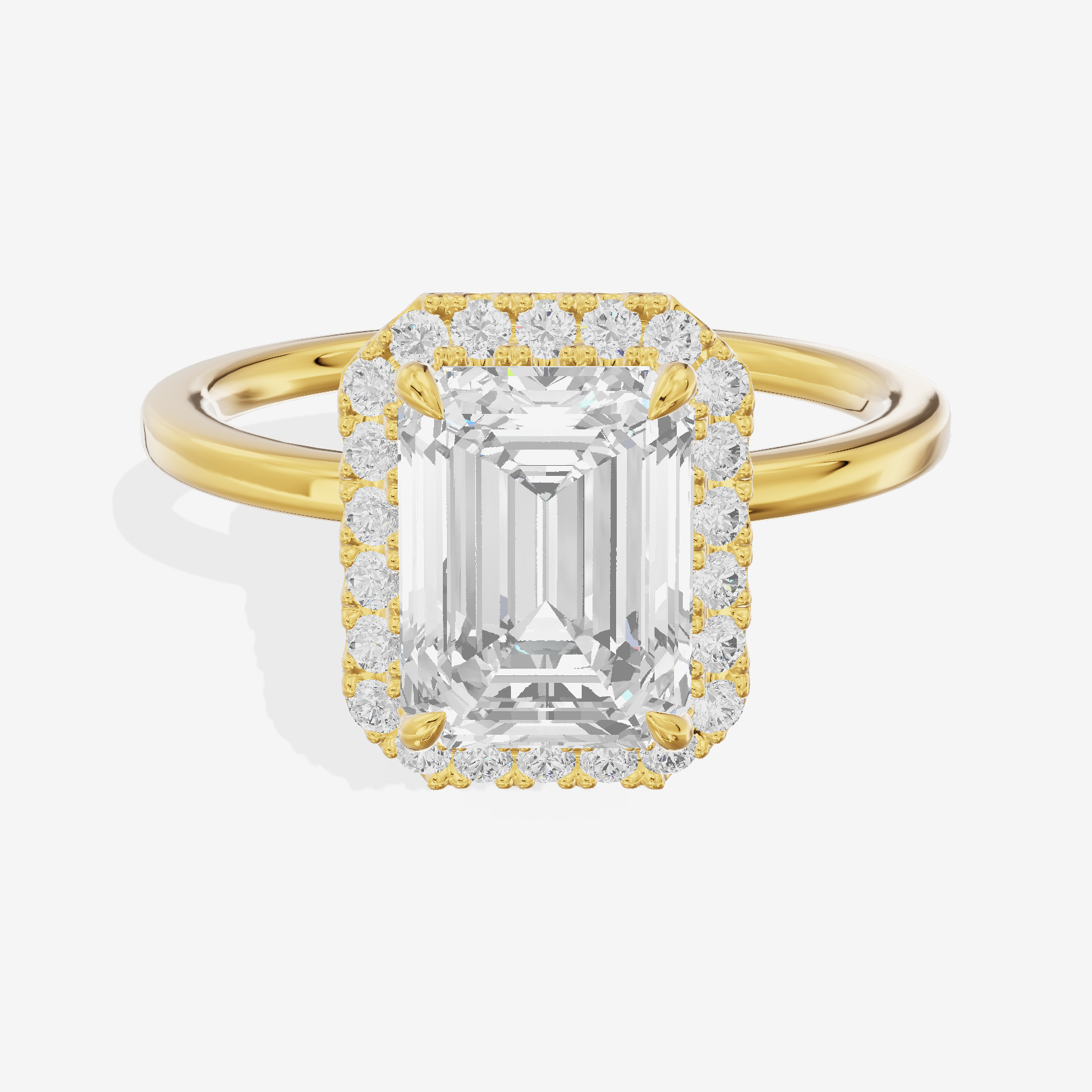 Coeurine Halo Emerald Engagement Ring (1/5 ct. tw.) in 14K Yellow Gold