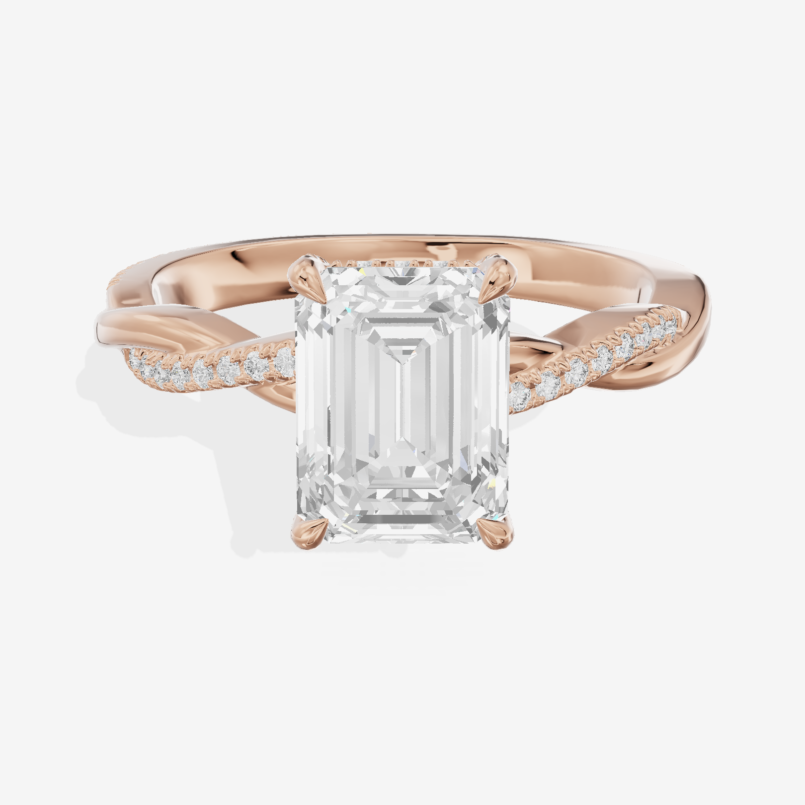 Petite Adorae Emerald Hidden Halo Engagement Ring (1/5 ct. tw.) in 18K Rose Gold