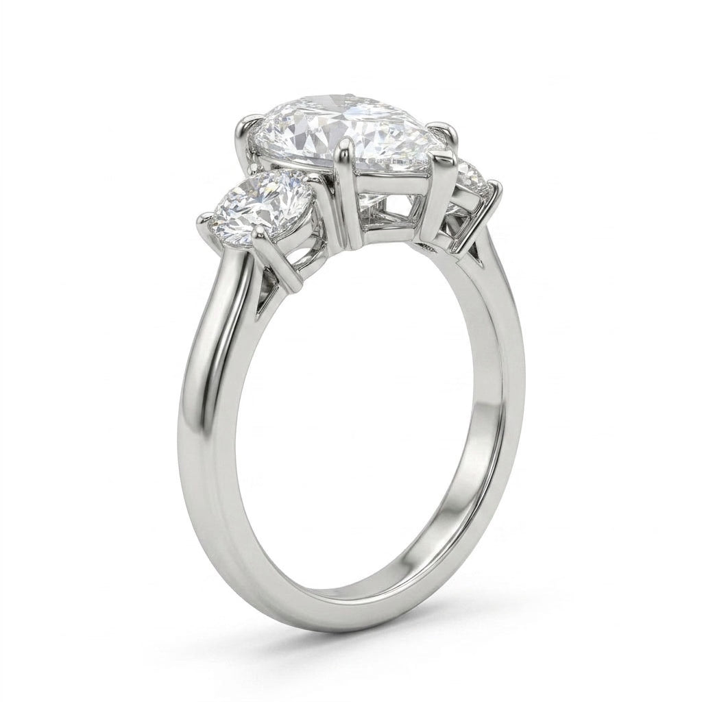 Three Stone Pear Engagement Ring (3.01 ct. tw.) in Platinum