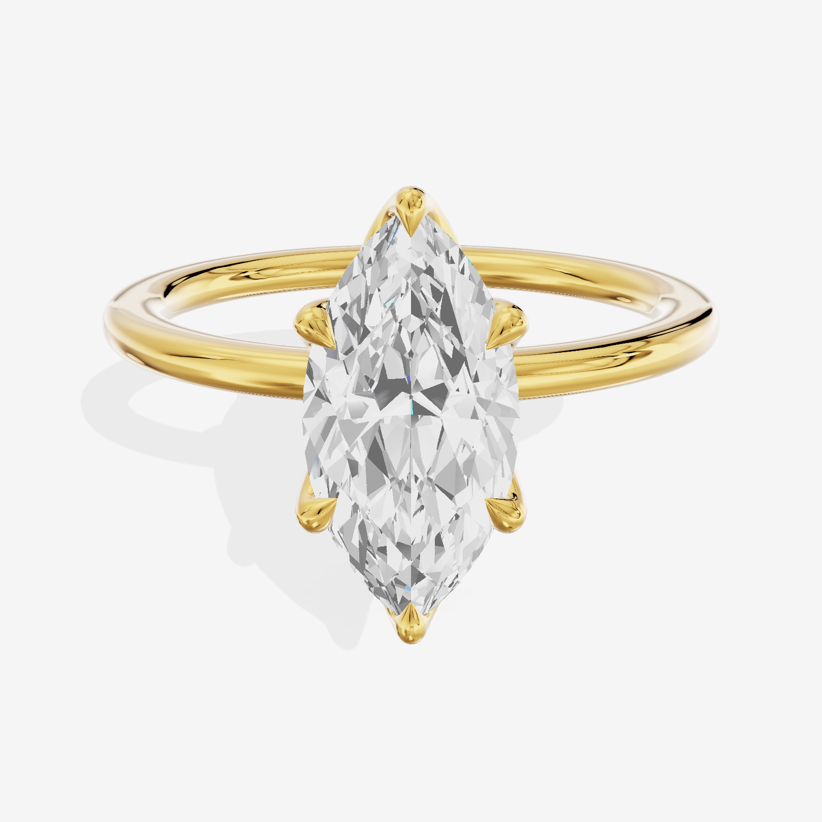 Petite Selenia 1.5mm Marquise Solitaire Engagement Ring in 14K Yellow Gold