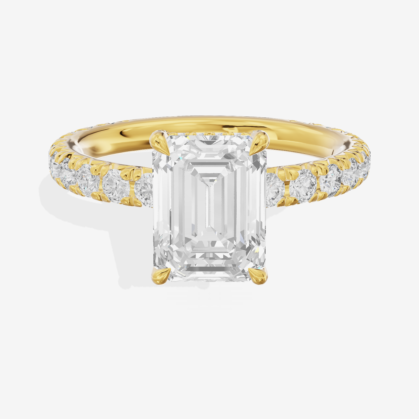 Eternal Coeurine Emerald Engagement Ring with Side Stones (3/5 ct. tw.) in 14K Yellow Gold