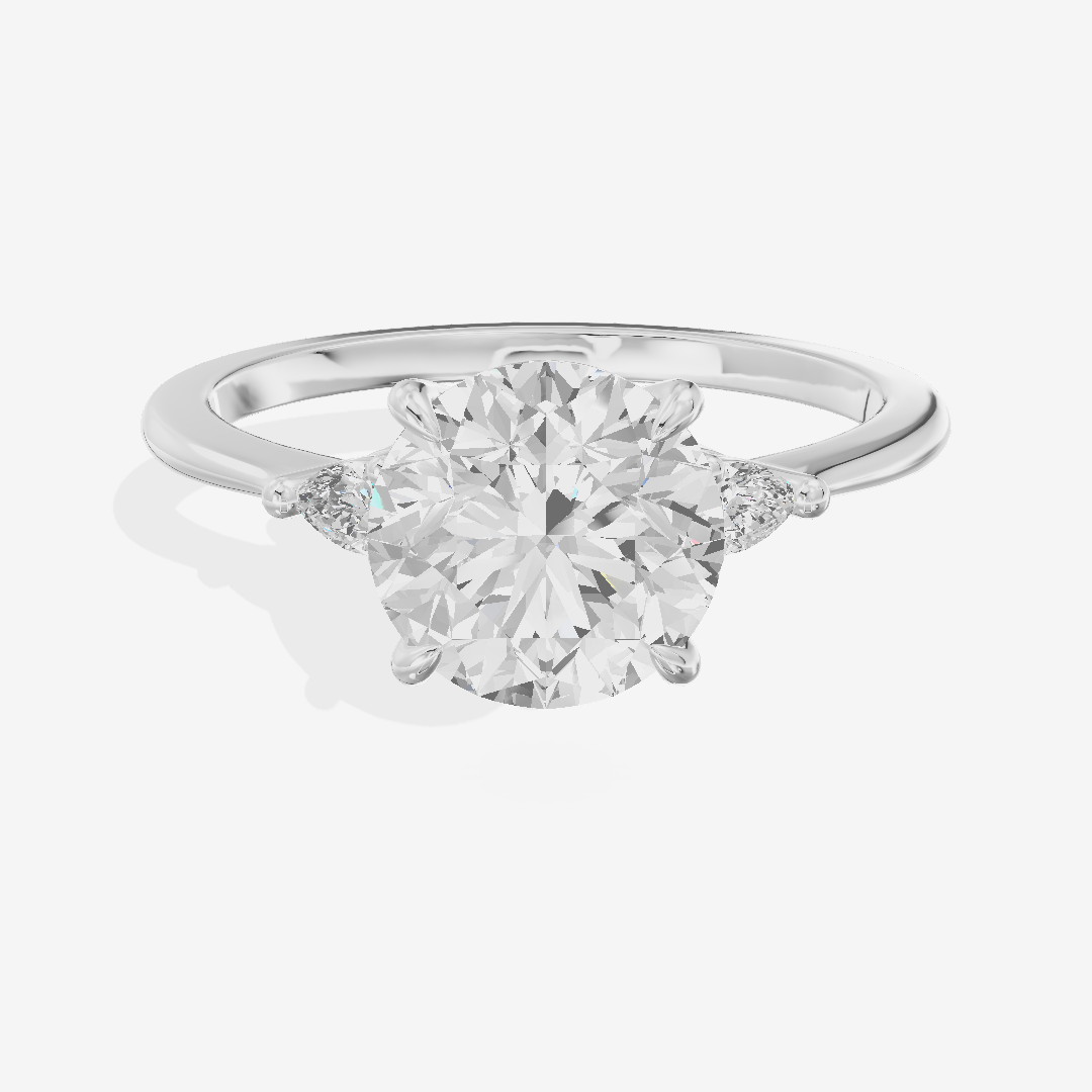 Clusta Three Stone Round Engagement Ring (1/10 ct. tw.) in 18K White Gold