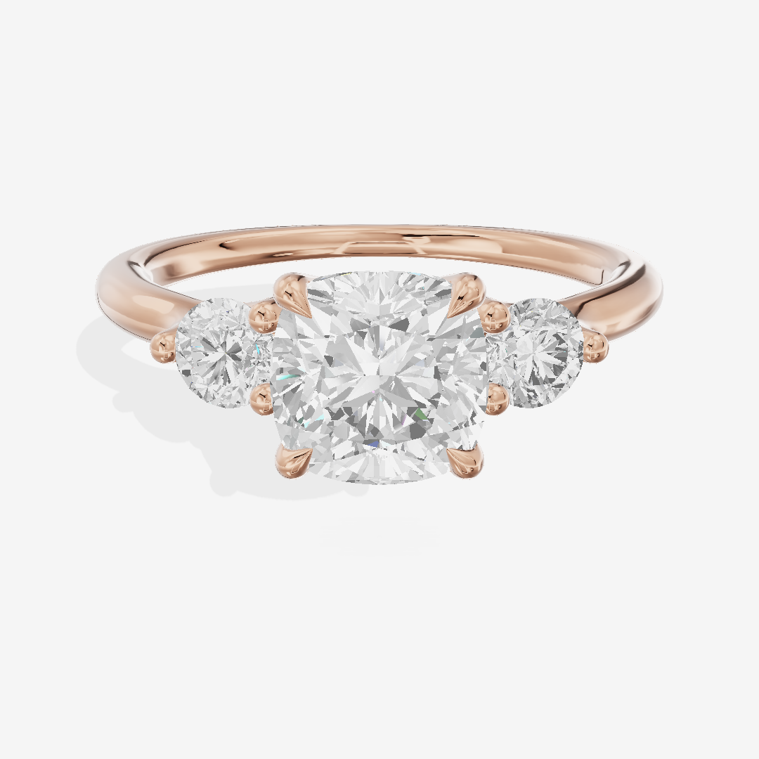 Eternal Vowsae Three Stone Cushion Engagement Ring (1/3 ct. tw.) in 18K Rose Gold