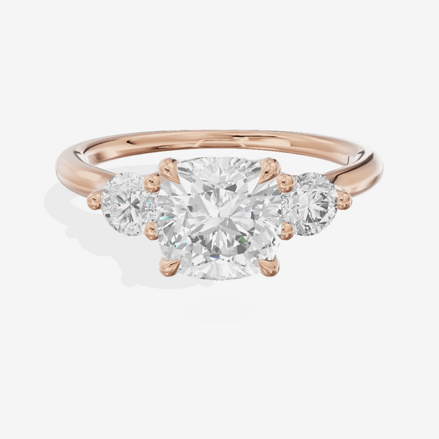 Eternal Vowsae Three Stone Cushion Engagement Ring (1/3 ct. tw.) in 18K Rose Gold