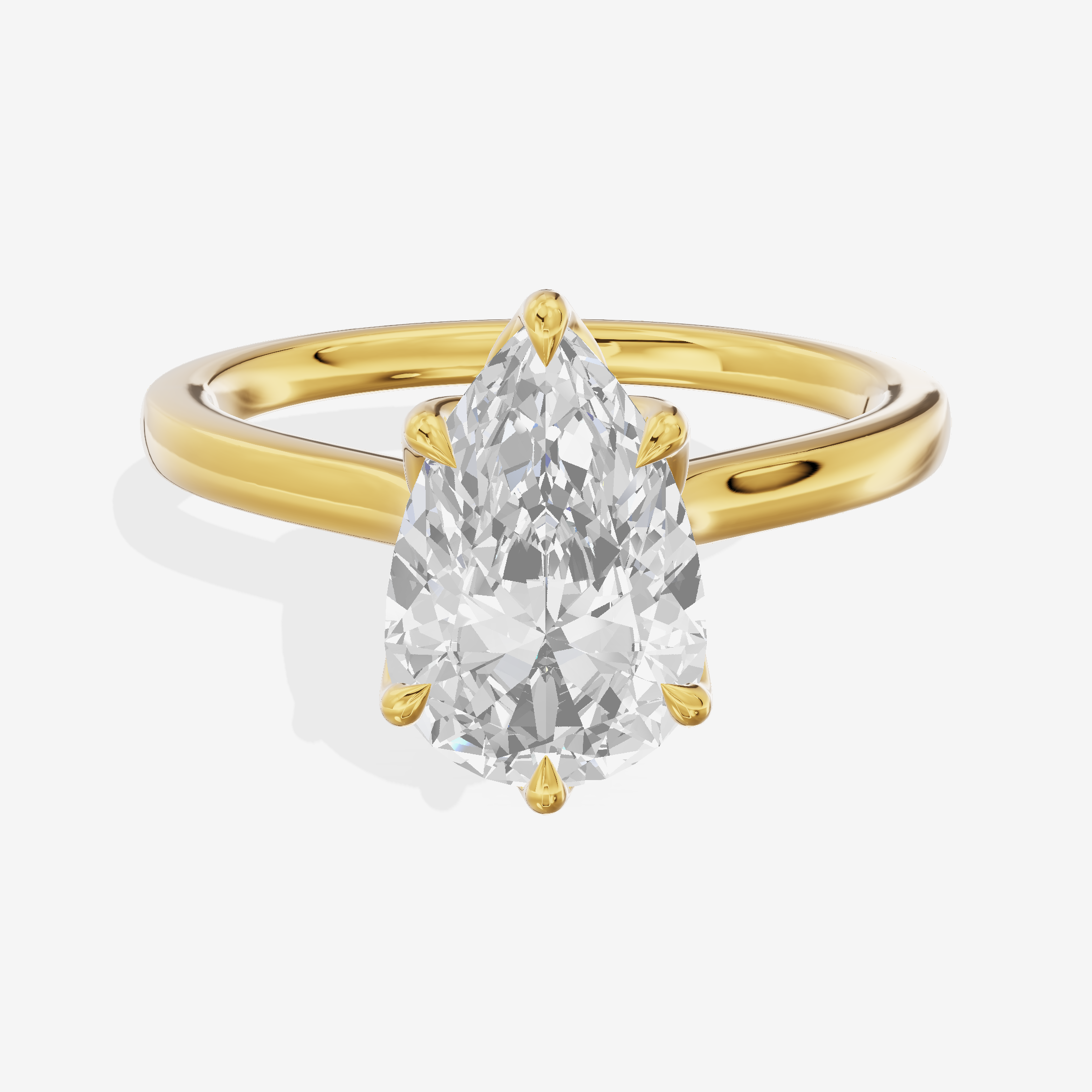 Pendulae Ring 1.8mm Pear Solitaire Engagement Ring in 18K Yellow Gold