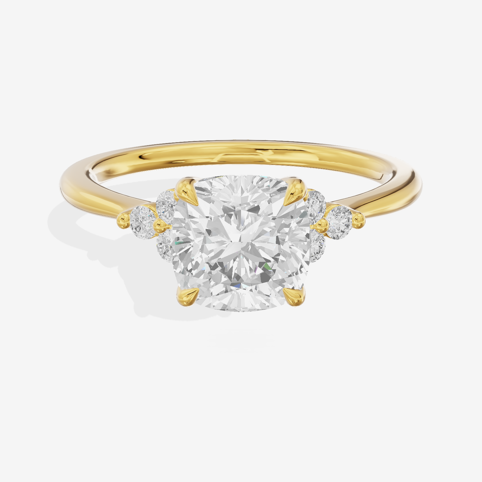 Petite Whisper Cushion Engagement Ring with Side Stones (1/10 ct. tw.) in 14K Yellow Gold