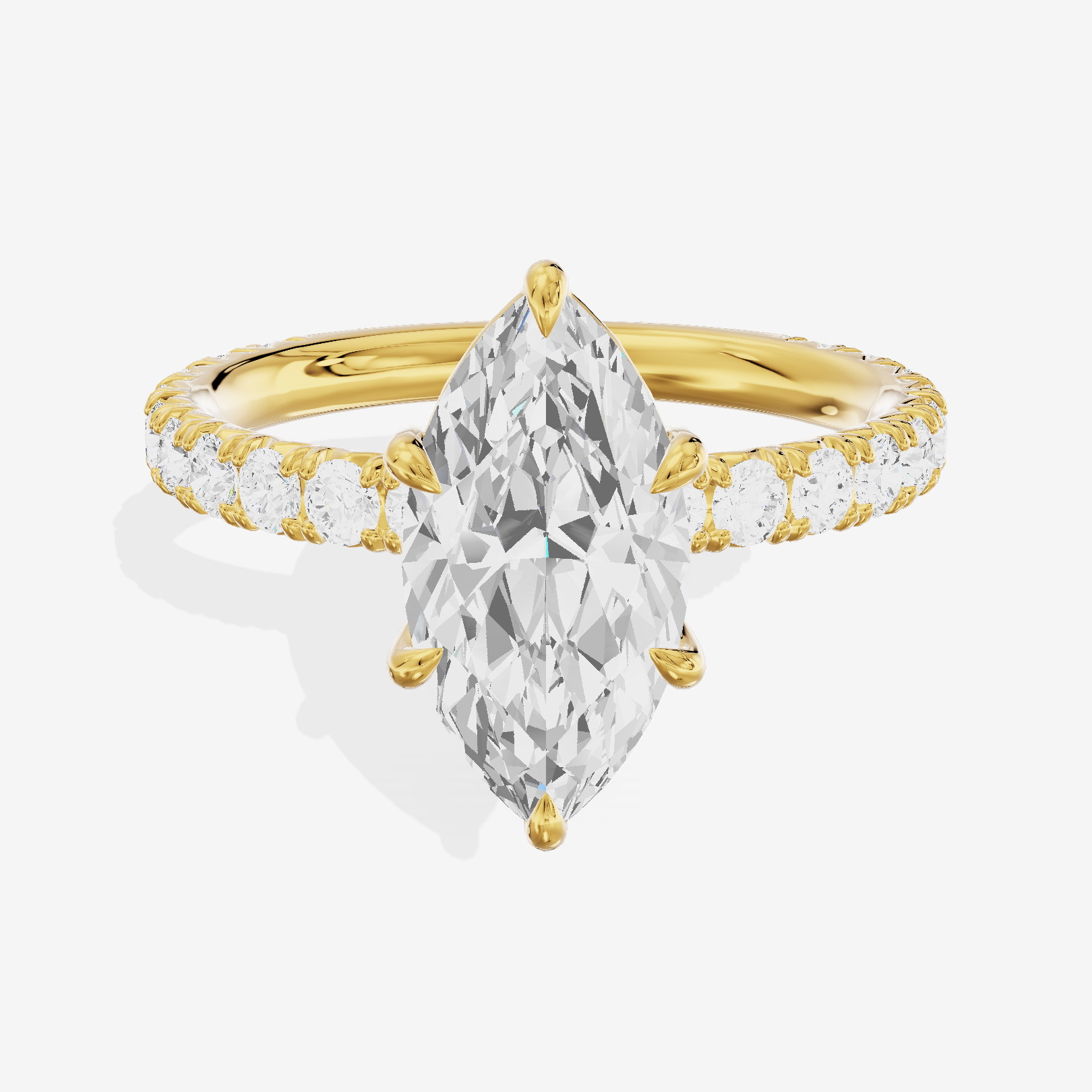 Twined Promezza Marquise Engagement Ring with Side Stones (1/2 ct. tw.) in 18K Yellow Gold