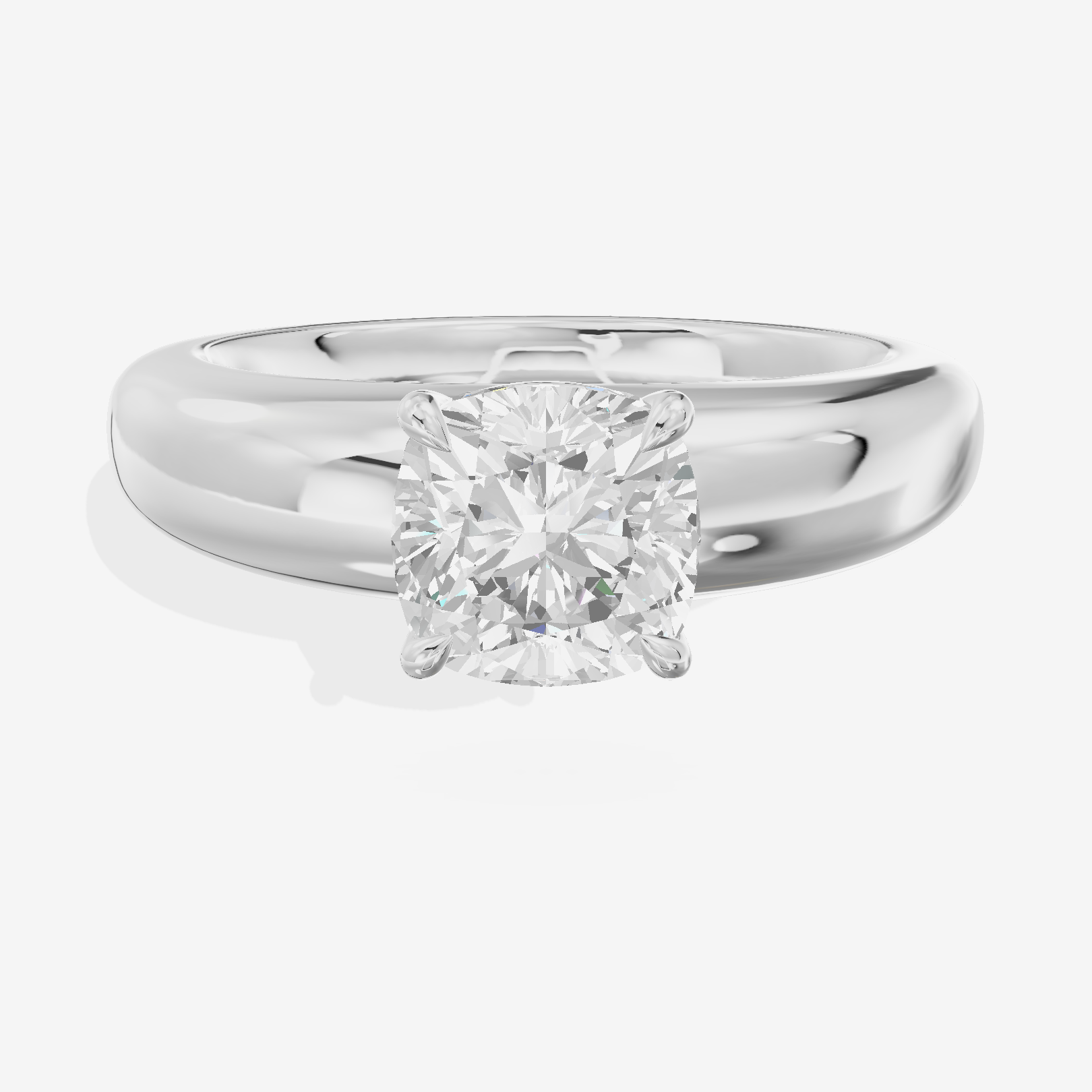 Whispered Adorae 5mm Cushion Solitaire Engagement Ring in 14K White Gold
