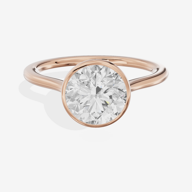 Petite Vowsae 1.5mm Round Bezel Engagement Ring in 18K Rose Gold