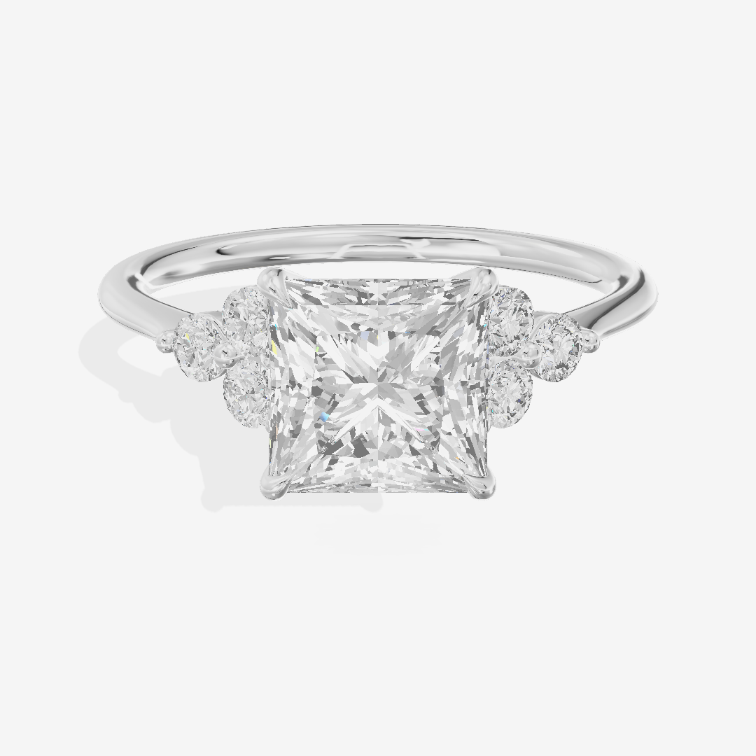 Luxe Trueheart Princess Engagement Ring with Side Stones (1/5 ct. tw.) in Platinum