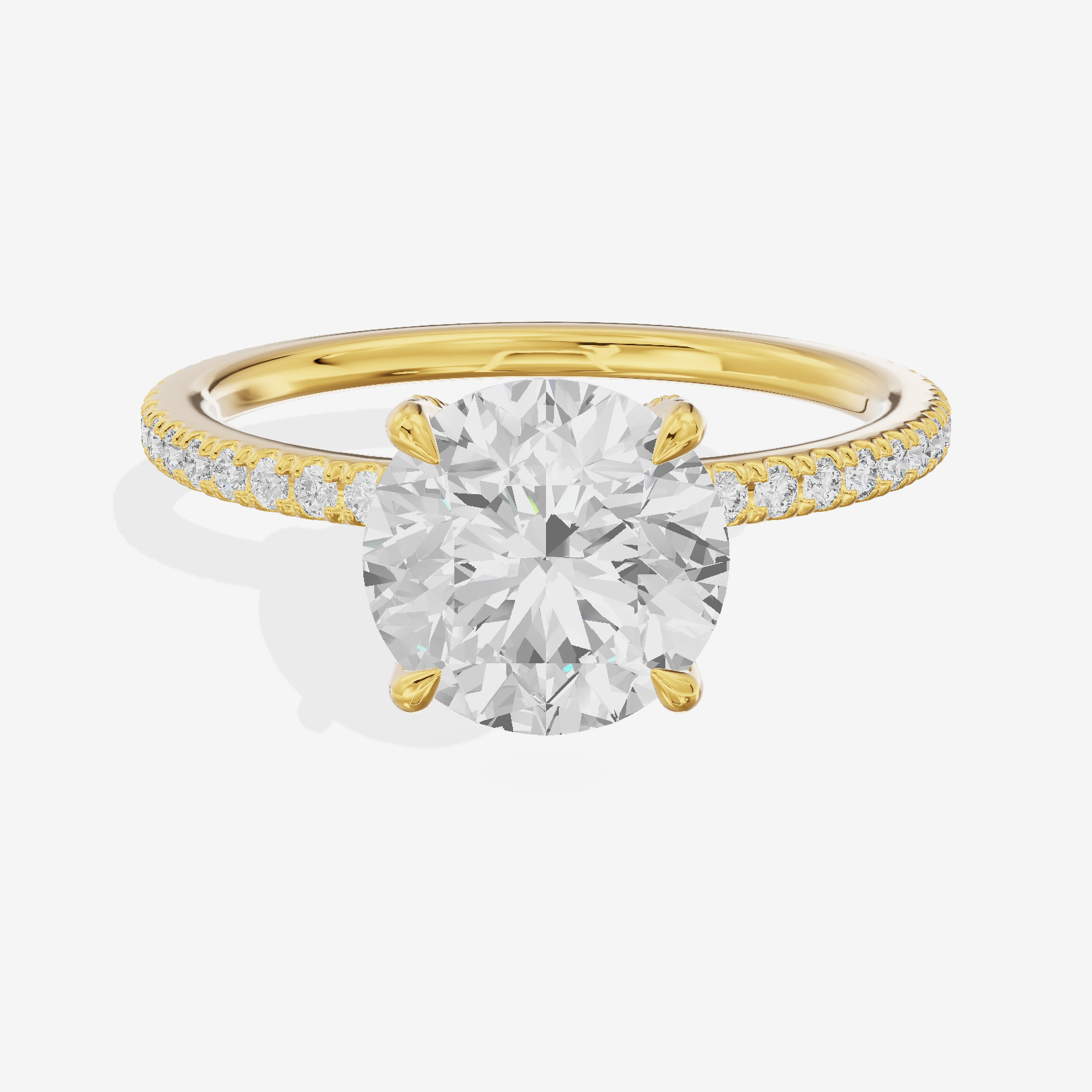 Lustrous Sincere Round Engagement Ring with Side Stones (1/3 ct. tw.) in 14K Yellow Gold