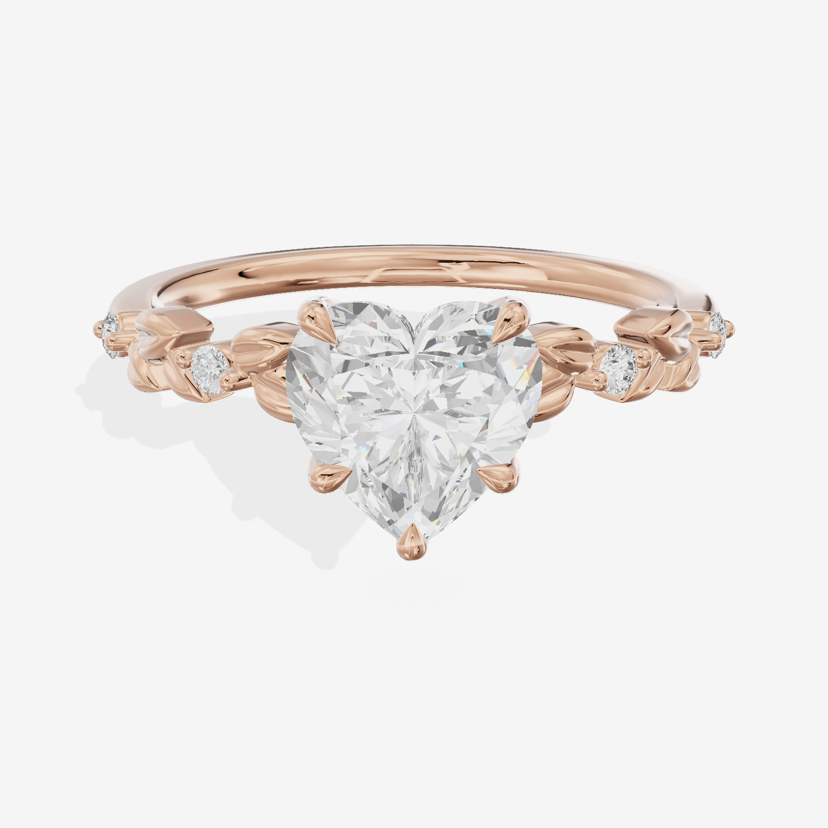 Tender Promezza Heart Engagement Ring with Side Stones (1/20 ct. tw.) in 18K Rose Gold