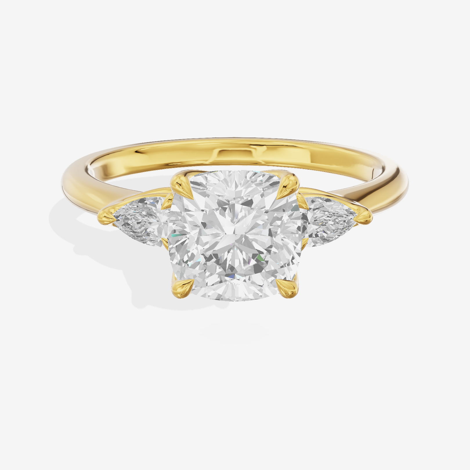 Petite Coeurine Three Stone Cushion Engagement Ring (1/5 ct. tw.) in 18K Yellow Gold