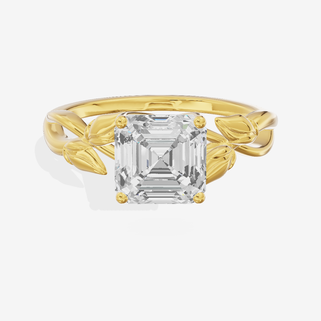Sealed Vowsae 2.5mm Asscher Solitaire Engagement Ring in 14K Yellow Gold