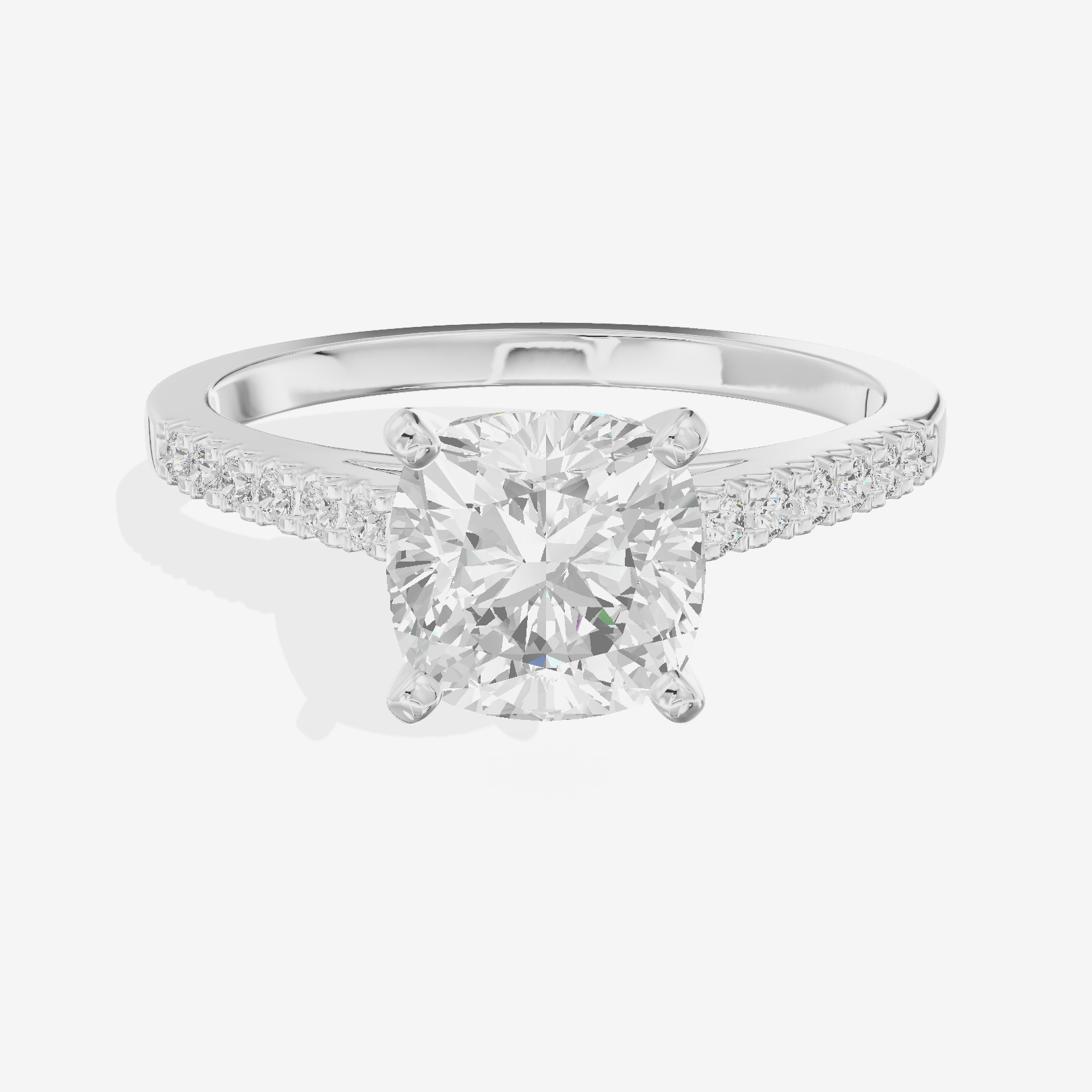 Sworn Vowsae Cushion Engagement Ring with Side Stones (1/10 ct. tw.) in Platinum