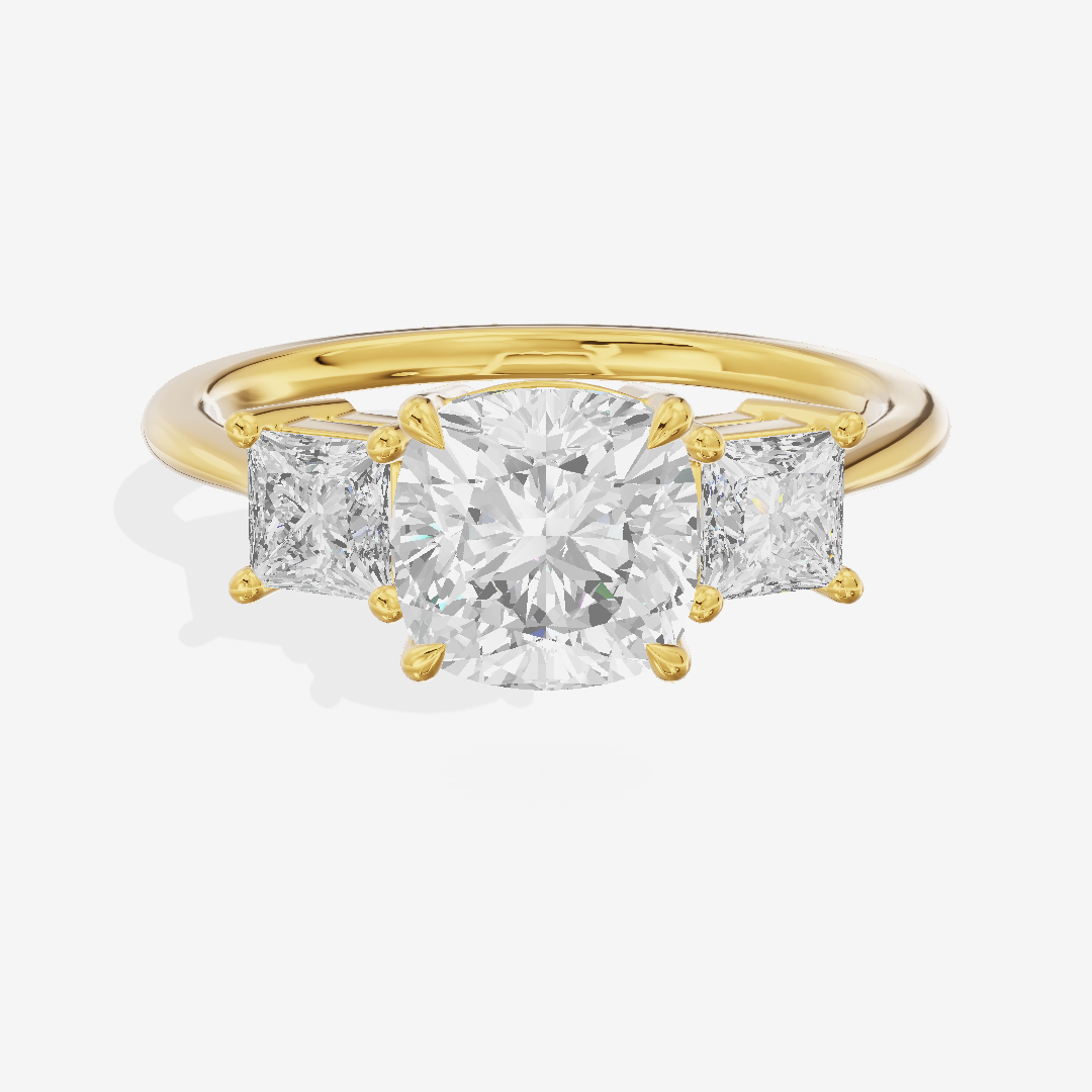 Belovae Anniversary Anniversary Cushion Three Stone Engagement Ring (1/2 ct. tw.) in 14K Yellow Gold