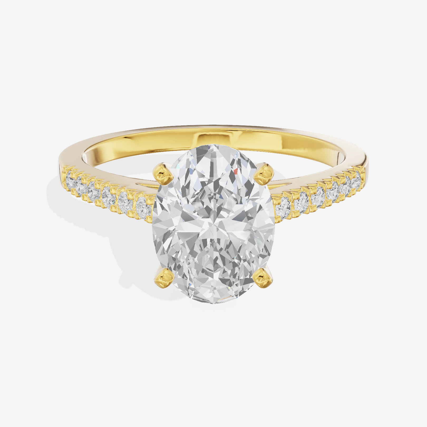 Sworn Vowsae Oval Engagement Ring with Side Stones (1/10 ct. tw.) in 18K Yellow Gold