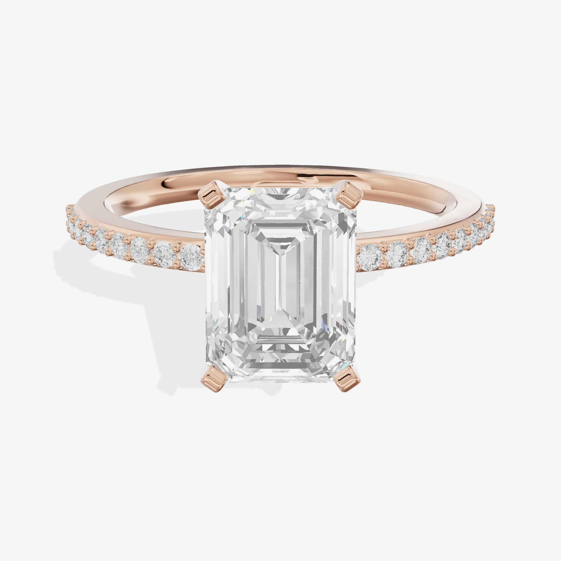 Twined Selenia Emerald Engagement Ring with Side Stones (1/10 ct. tw.) in 14K Rose Gold