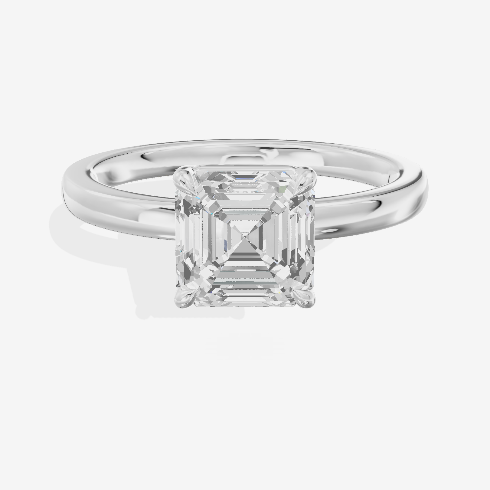 Heartline 2mm Asscher Solitaire Engagement Ring in Platinum