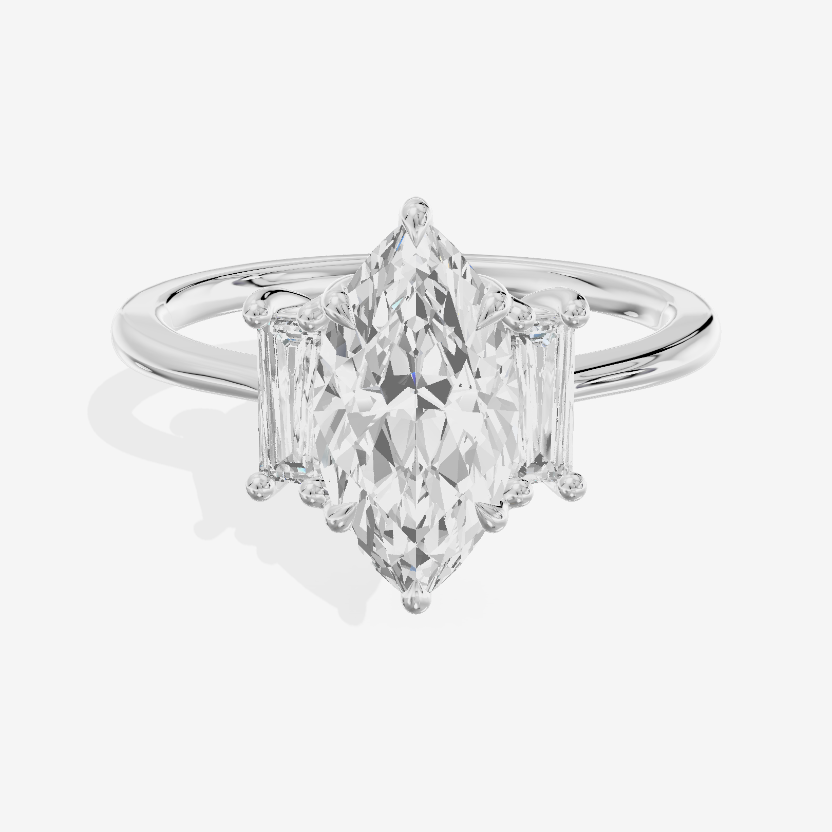 Eversince Three Stone Marquise Engagement Ring (1/4 ct. tw.) in 18K White Gold