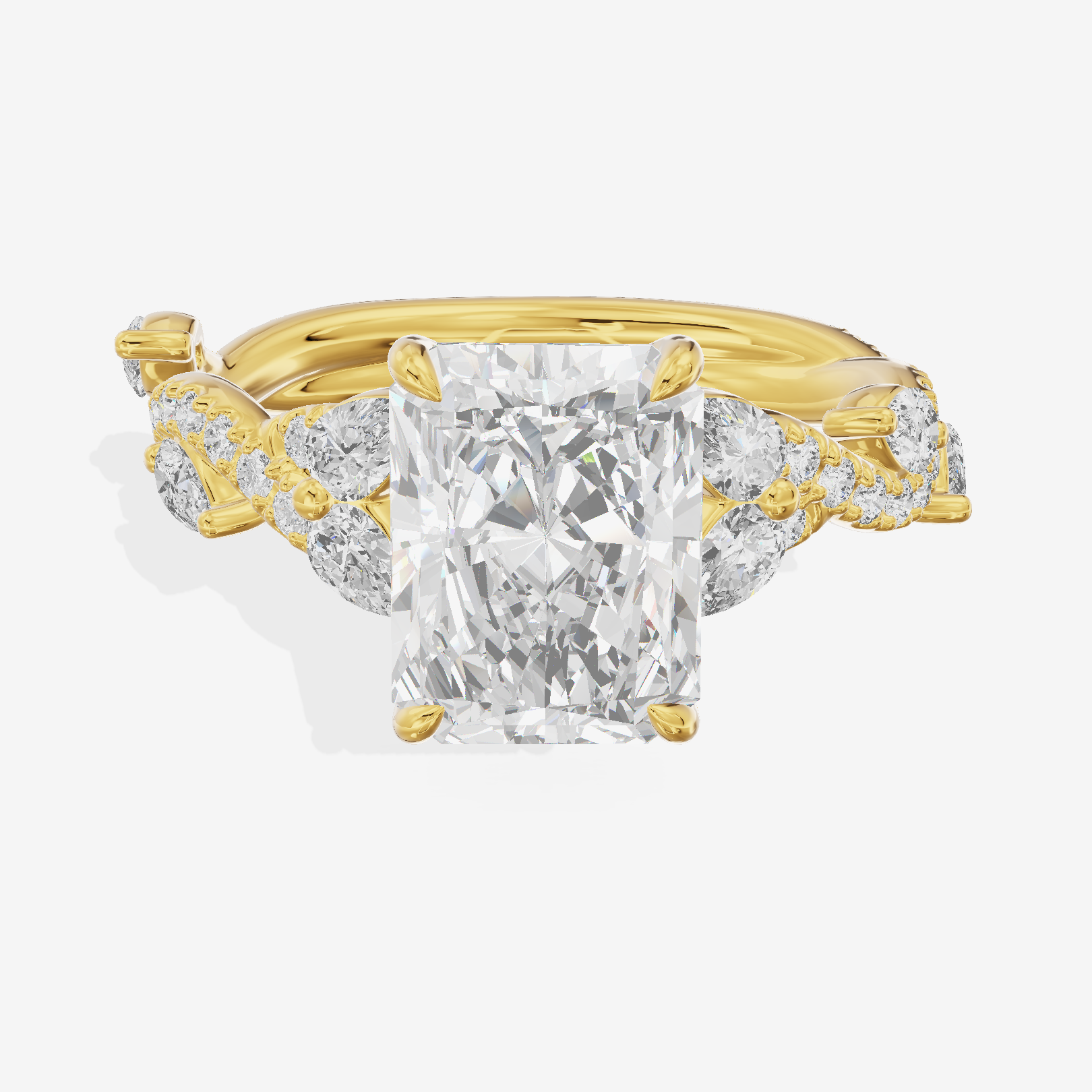 Vintage Heartline Radiant Engagement Ring (2/3 ct. tw.) in 18K Yellow Gold