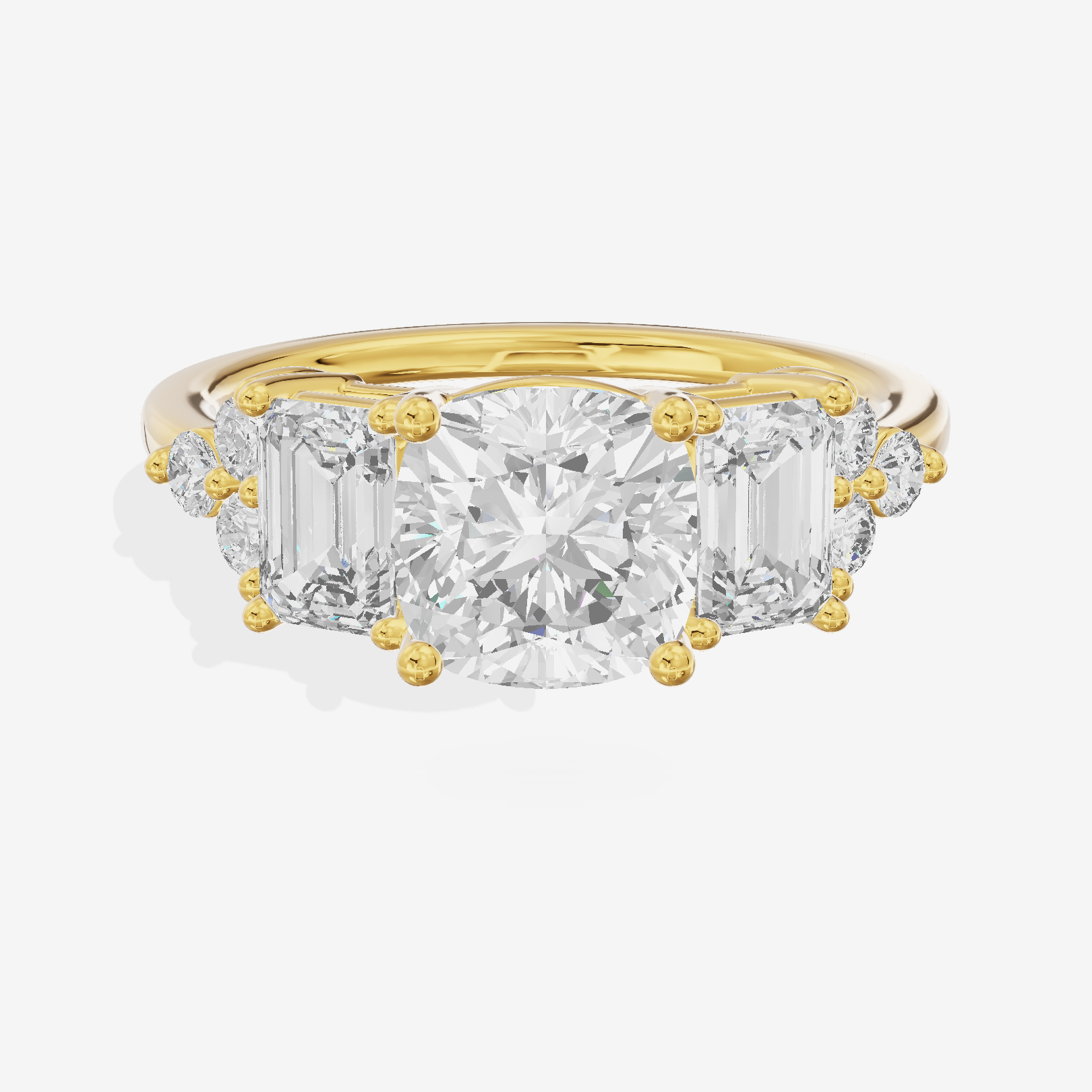 Grand Halcyon Cushion Engagement Ring with Side Stones (3/4 ct. tw.) in 14K Yellow Gold
