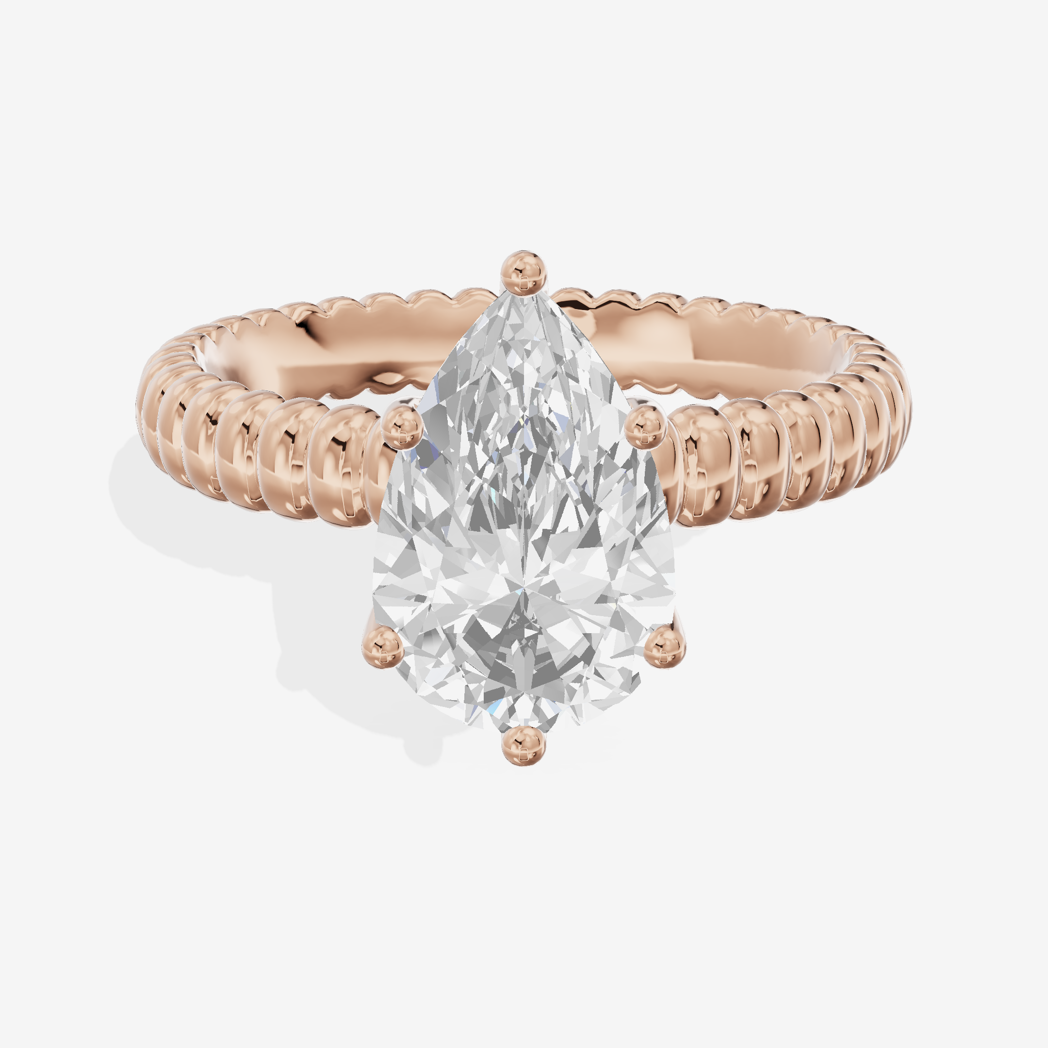 Lustrous Aimora 3mm Pear Solitaire Engagement Ring in 14K Rose Gold