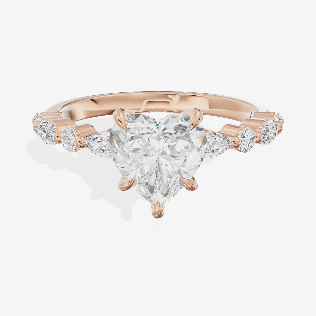 Lumera Cathedral Heart Engagement Ring with Side Stones (1/3 ct. tw.) in 14K Rose Gold