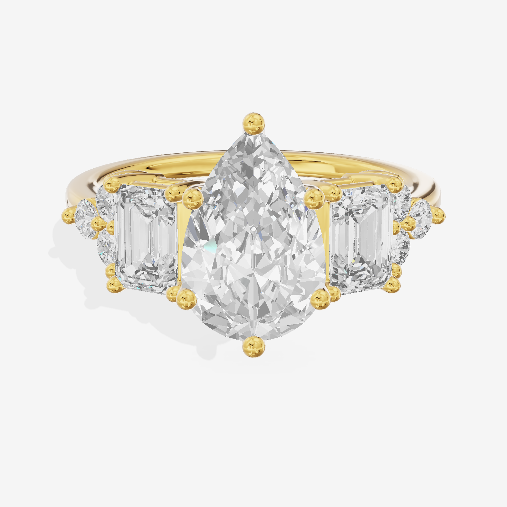 Grand Halcyon Pear Engagement Ring with Side Stones (3/4 ct. tw.) in 14K Yellow Gold