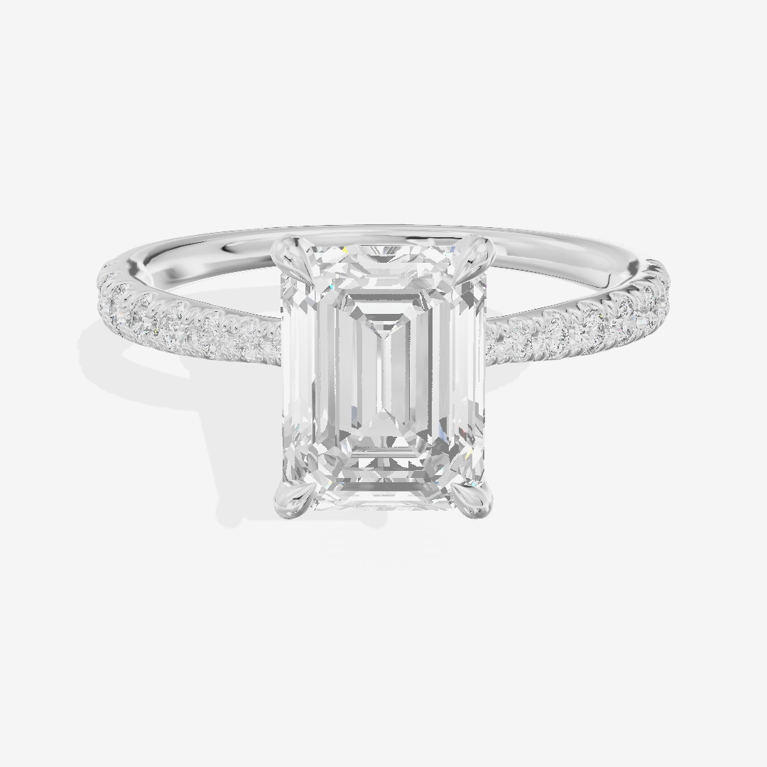 Lumera Emerald Engagement Ring with Side Stones (1/3 ct. tw.) in 14K White Gold