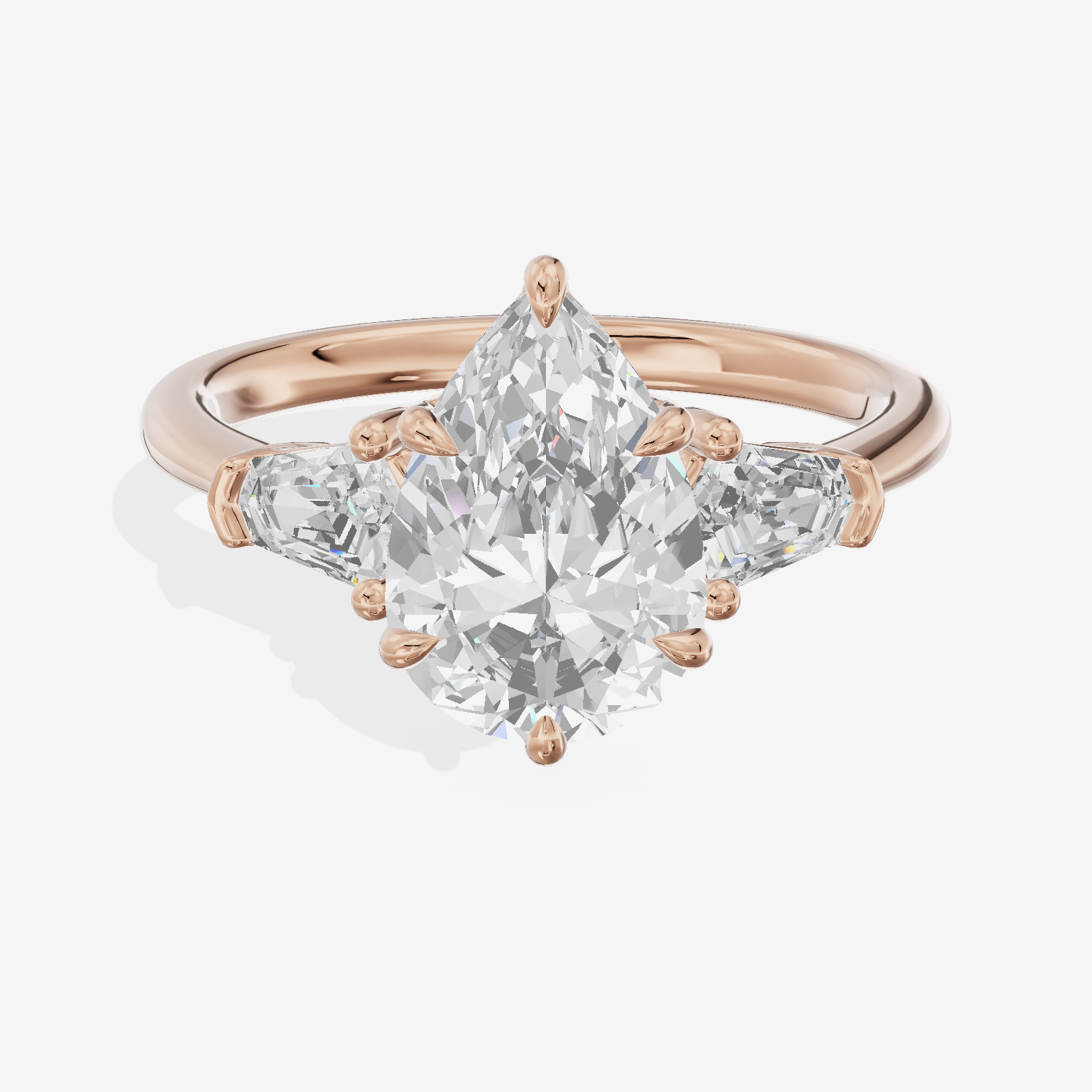 Maia Three Stone Pear Engagement Ring (1/4 ct. tw.) in 14K Rose Gold