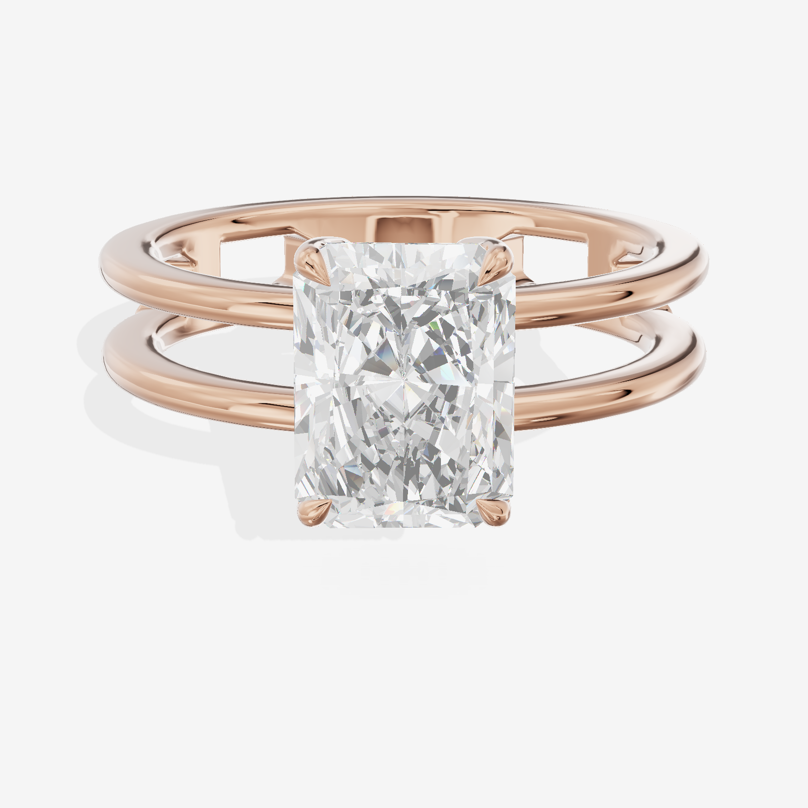 Sealed Promezza 4.3mm Radiant Solitaire Engagement Ring in 18K Rose Gold