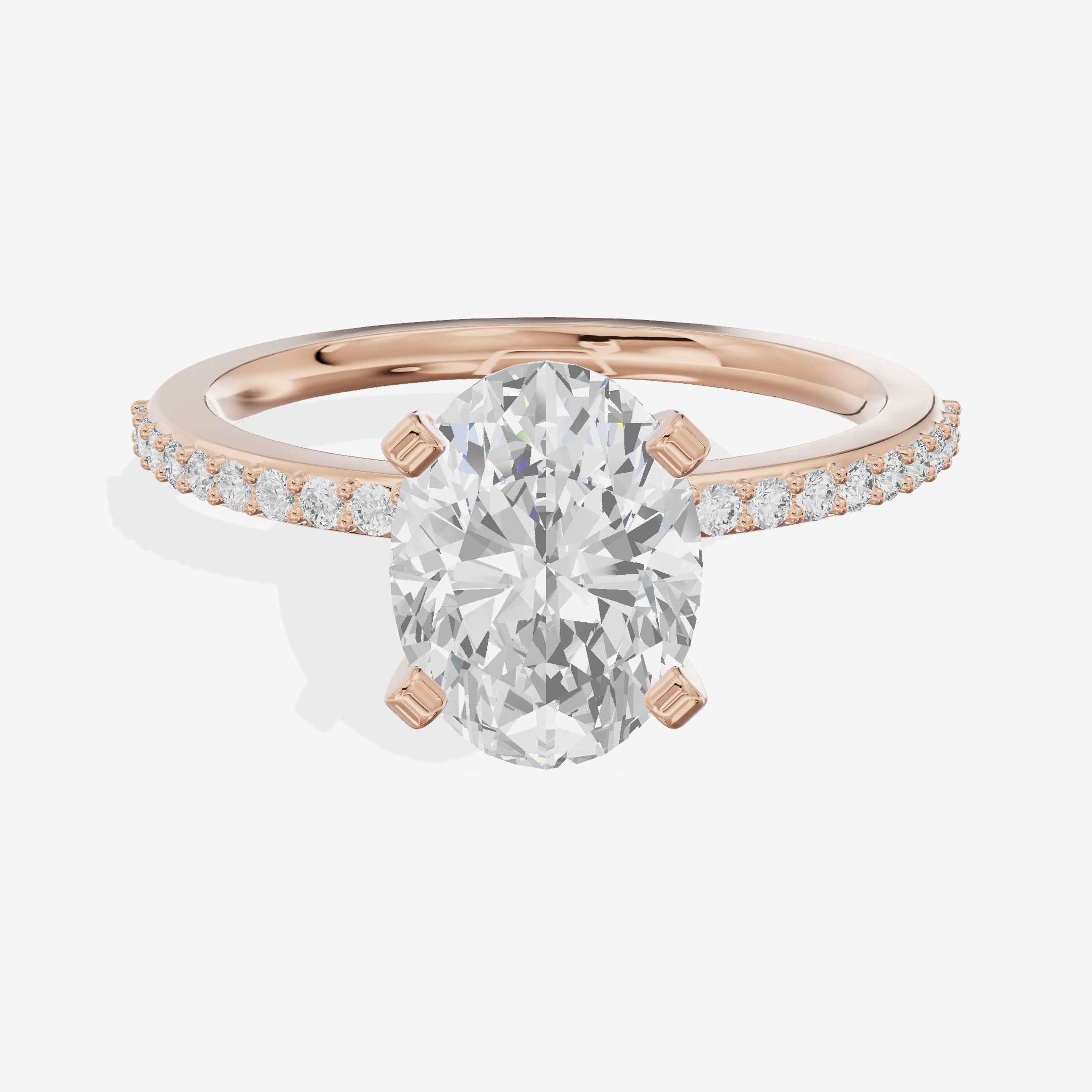 Solea Cathedral 2mm Oval Engagement Ring with Side Stones (1/2 ct. tw.) in 18K Rose Gold