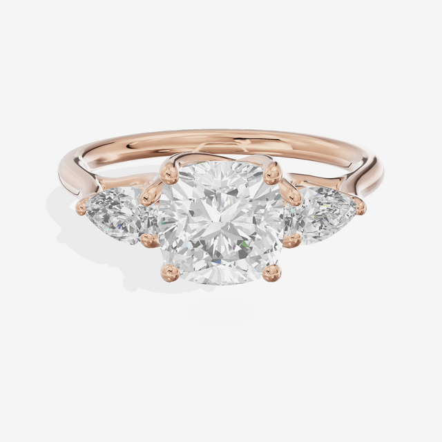 Grand Vowsae Three Stone Cushion Engagement Ring (2/5 ct. tw.) in 14K Rose Gold