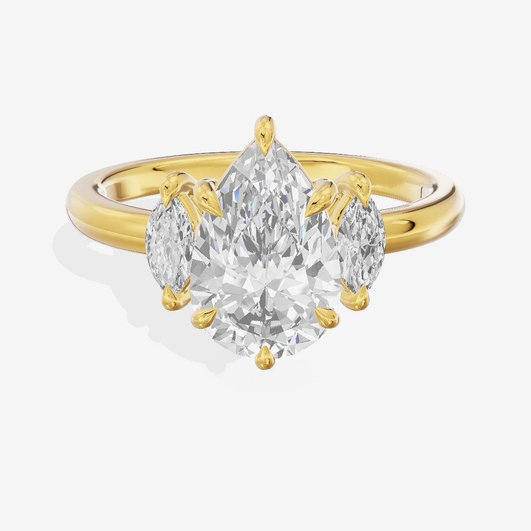 Classic Sincere Three Stone Pear Engagement Ring (1/3 ct. tw.) in 14K Yellow Gold