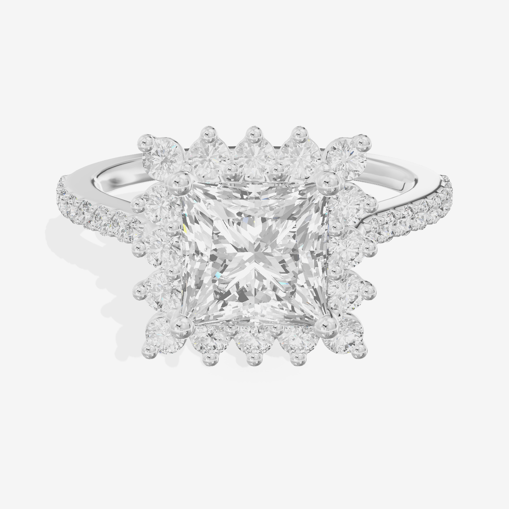 Sincere Halo Princess Engagement Ring (1/15 ct. tw.) in Platinum