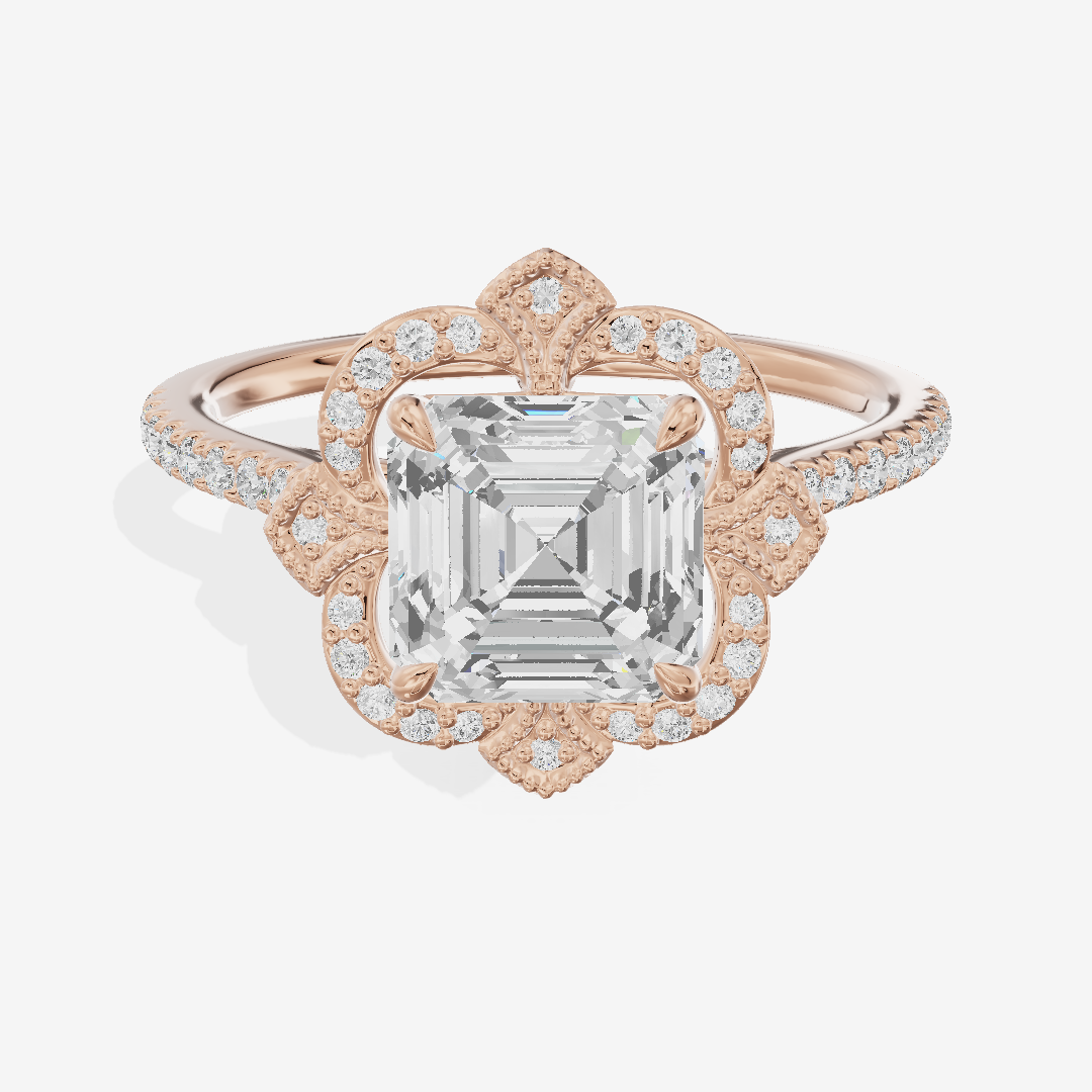 Selenia Halo Asscher Engagement Ring (1/6 ct. tw.) in 14K Rose Gold