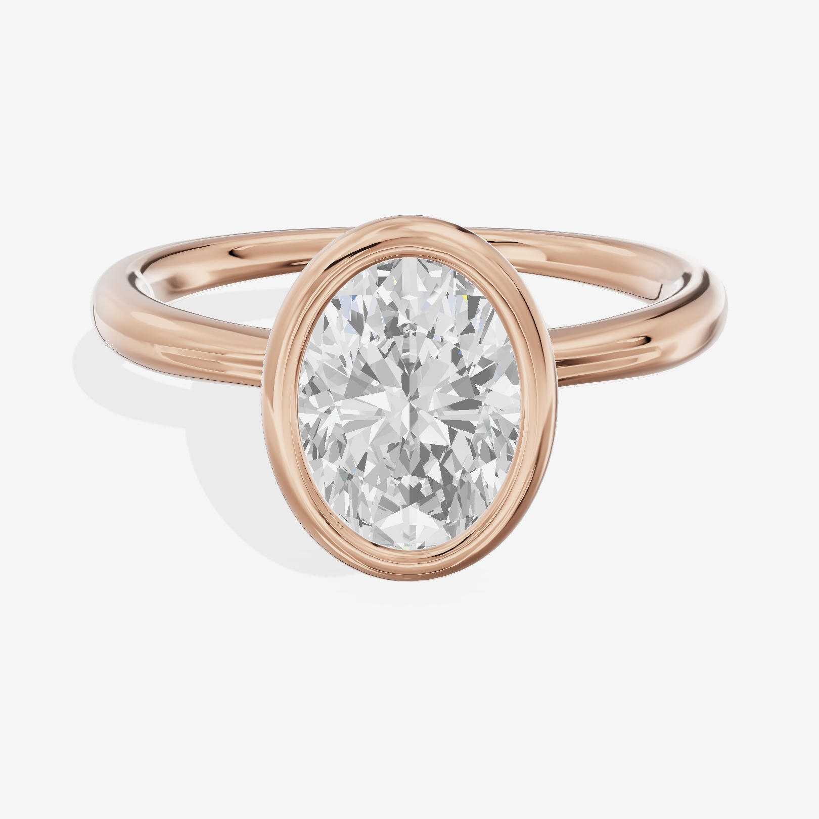 Coeurine Bezel 2mm Oval Solitaire Engagement Ring in 14K Rose Gold