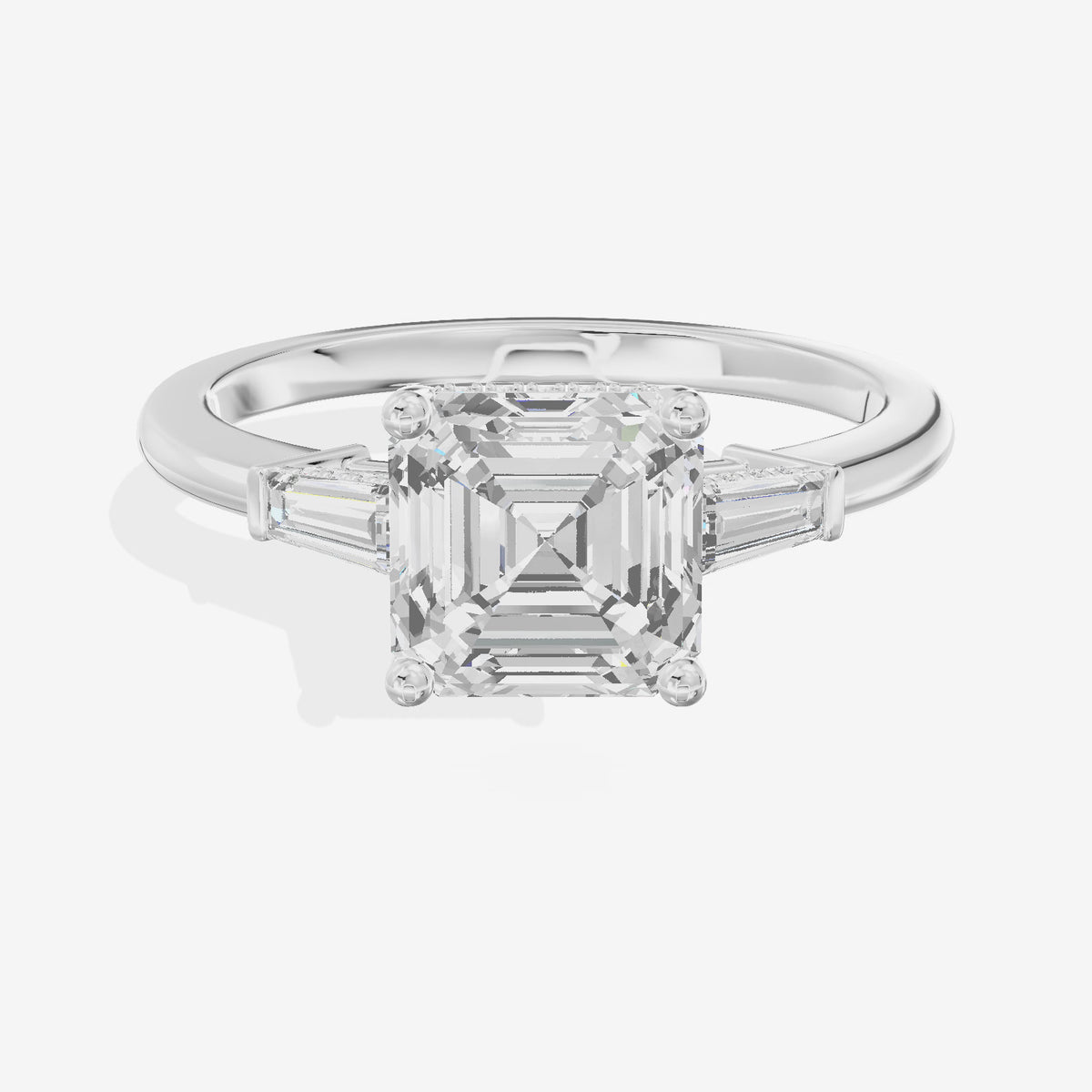 Liviana Three Stone Asscher Engagement Ring (1/4 ct. tw.) in 14K White Gold