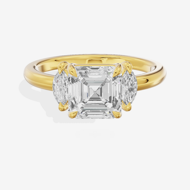 Classic Sincere Three Stone Asscher Engagement Ring (1/3 ct. tw.) in 18K Yellow Gold