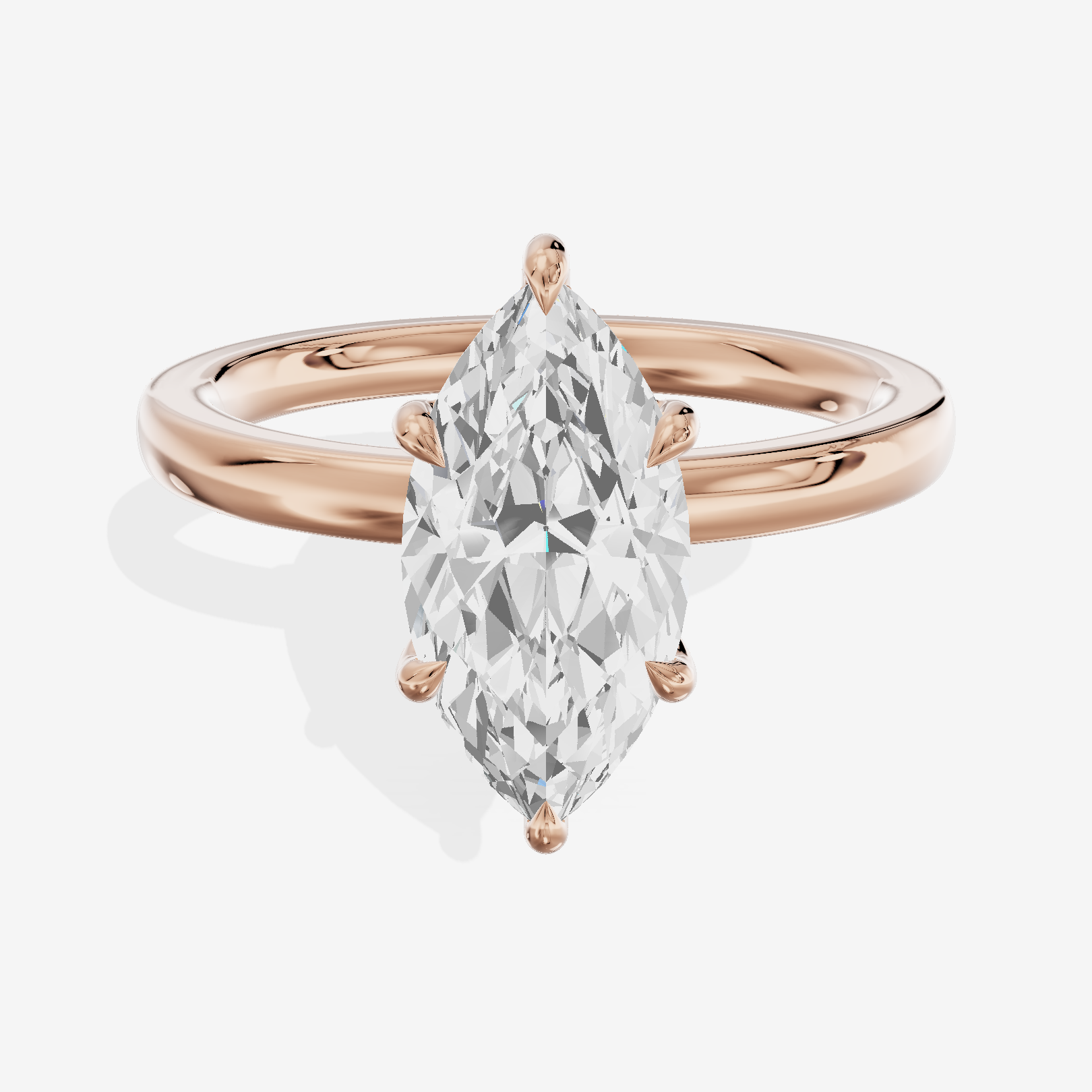 Crowned Whisper Marquise Hidden Halo Engagement Ring in 14K Rose Gold