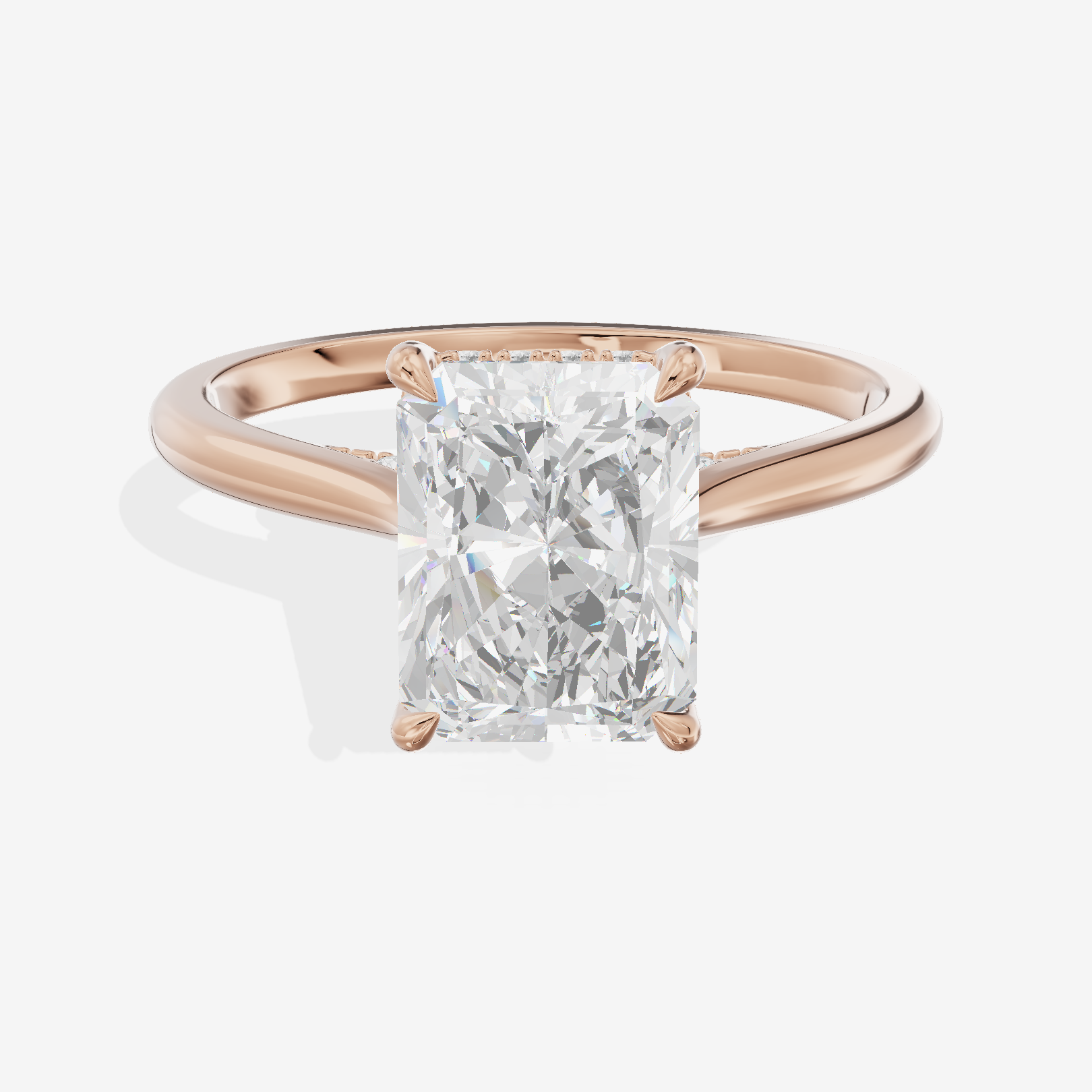 Lustrous Linger Radiant Engagement Ring with Side Stones (1/10 ct. tw.) in 14K Rose Gold
