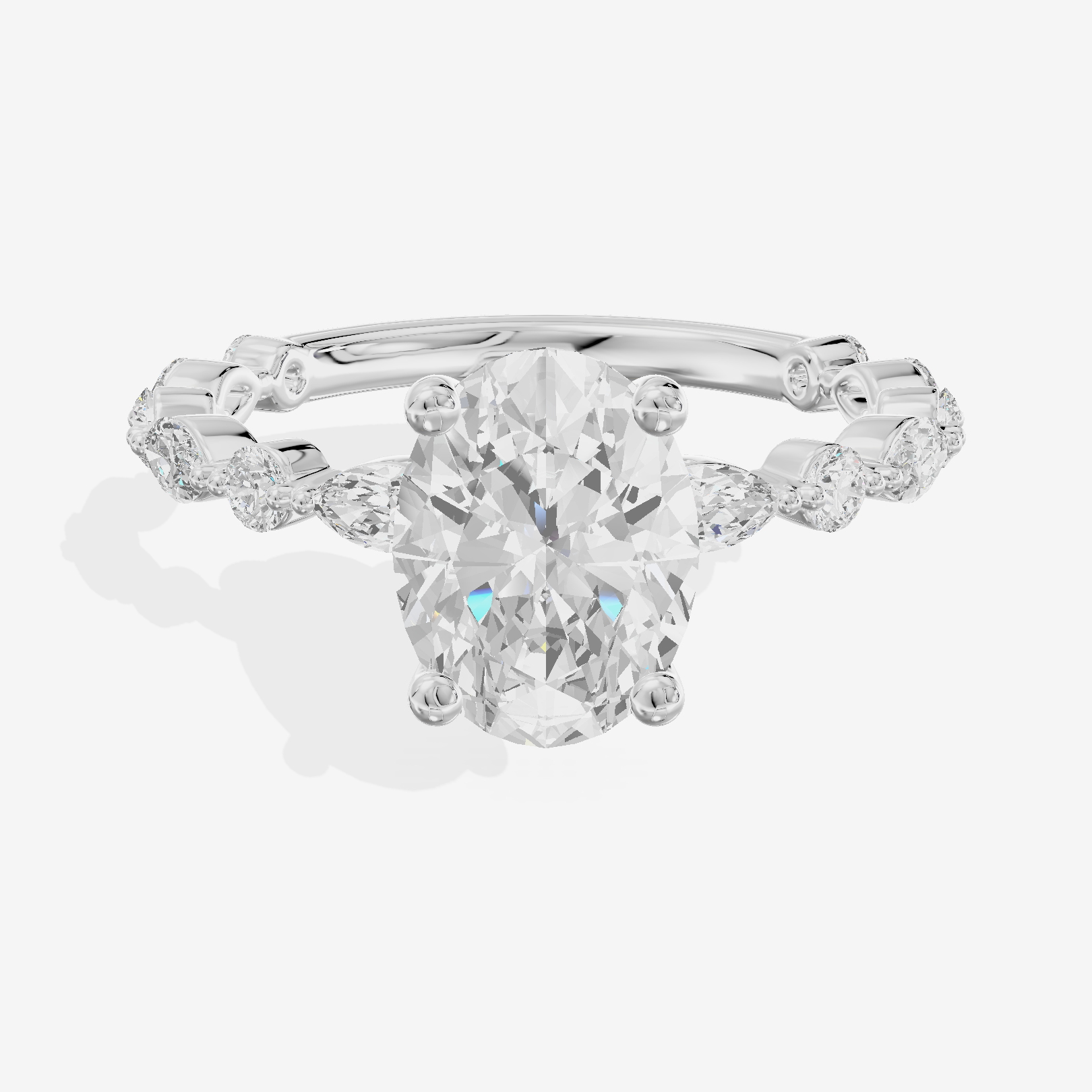 Solea Cathedral 2mm Oval Engagement Ring with Side Stones (1/2 ct. tw.) in Platinum
