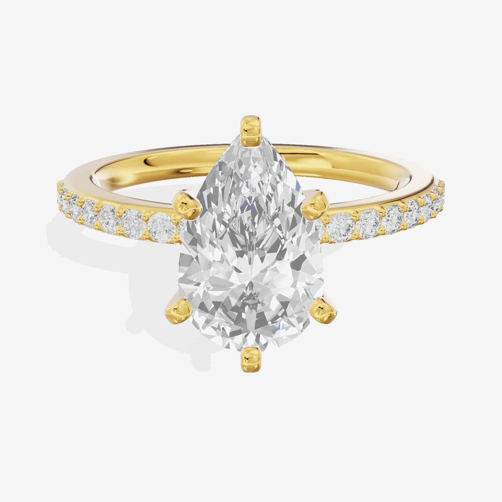 Petite Mayrelle Pear Engagement Ring with Side Stones (1/5 ct. tw.) in 18K Yellow Gold