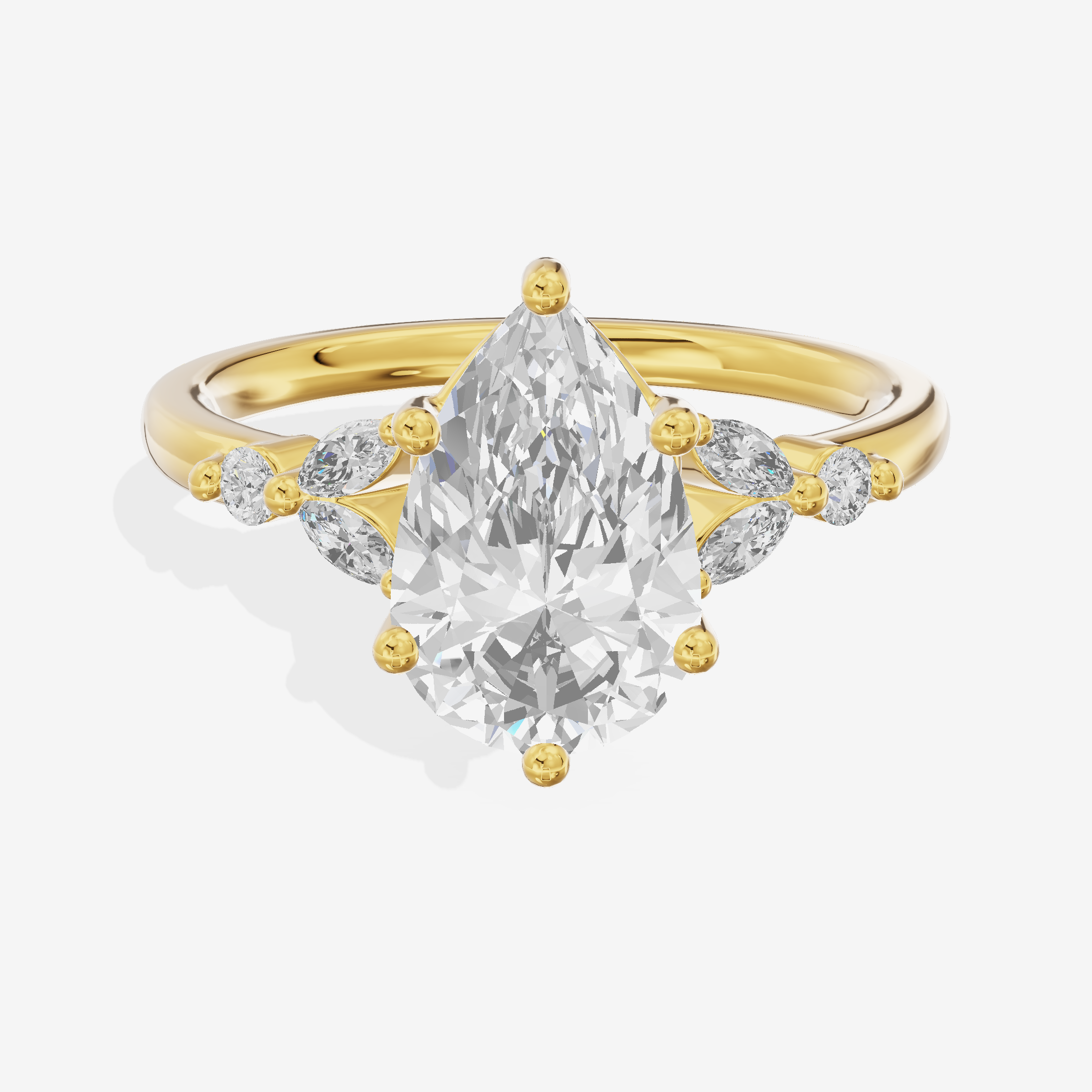 Whispered Halcyon Pear Engagement Ring with Side Stones (1/6 ct. tw.) in 14K Yellow Gold