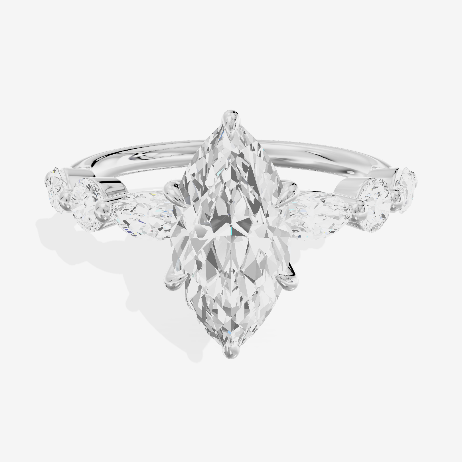 Lumera Cathedral Marquise Engagement Ring with Side Stones (1/3 ct. tw.) in 18K White Gold