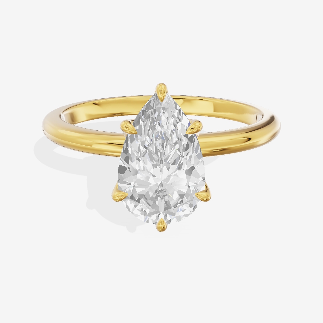 Classic Reverya Pear Hidden Halo Engagement Ring (1/20 ct. tw.) in 14K Yellow Gold