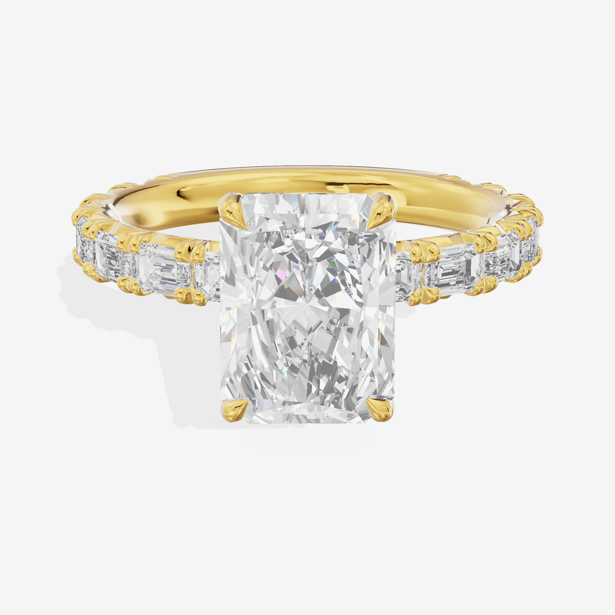 Grand Lumera Radiant Engagement Ring with Side Stones (3/4 ct. tw.) in 14K Yellow Gold